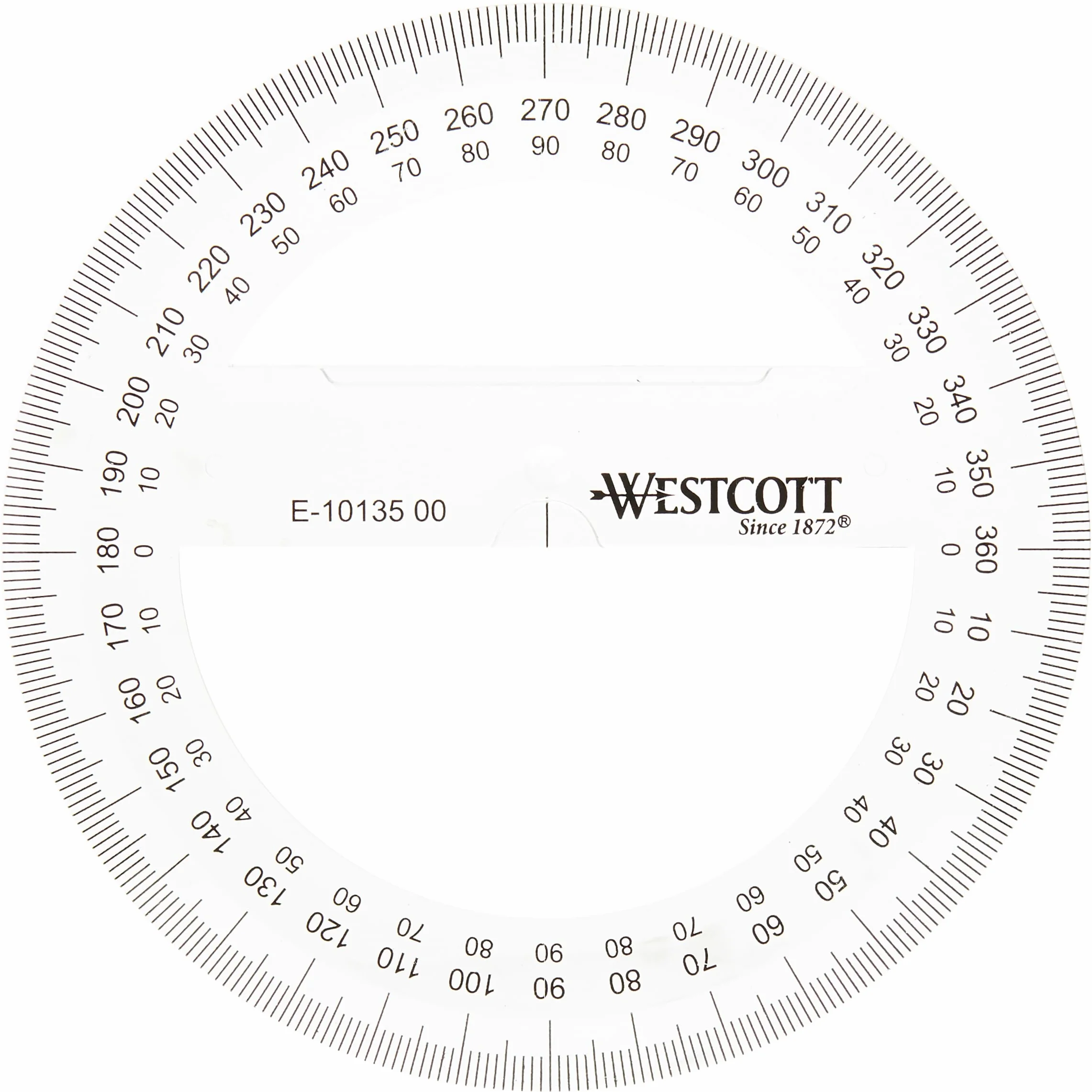 Westcott E-10135 00 kątomierz z tworzywa sztucznego, 10 cm, przezroczysty