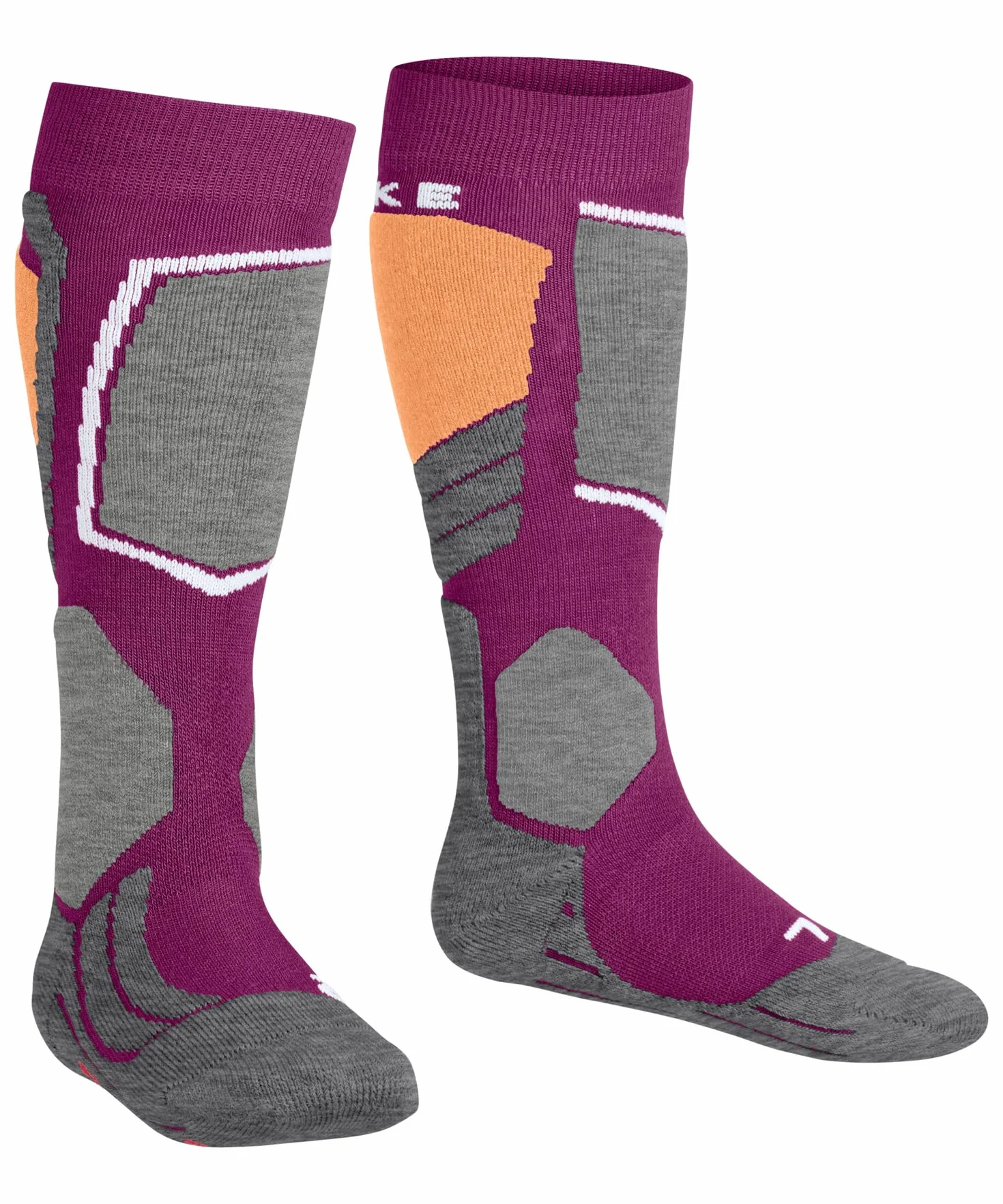 FALKE Uniseks - dzieci Skarpety narciarskie SK2 Intermediate K Kh Wełna ciepłe grube 1 Para, Fioletowy Radiant Orchid 8692, 31-34