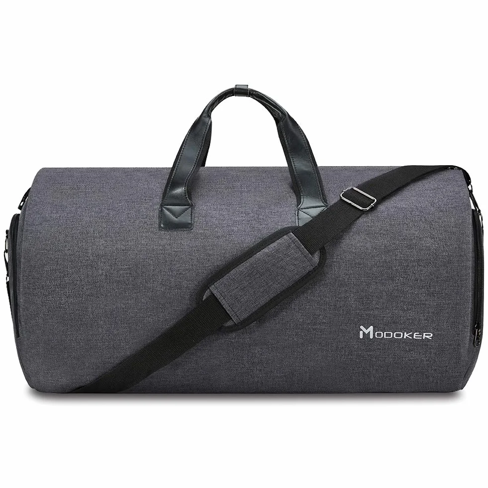 Torba na ubrania z paskiem na ramię, Modoker torba sportowa dla mężczyzn i kobiet, 2 w 1, wisząca walizka, garnitur, torby podróżne, Czarny, 45L DUFFEL BAG, Miękki
