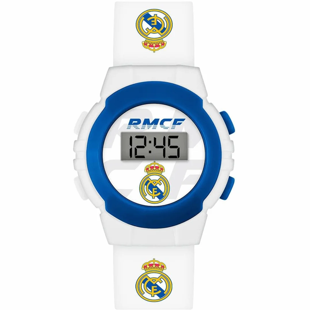 Real Madrid Chłopięcy cyfrowy zegarek kwarcowy z silikonowym paskiem RM00014, biały, pasek