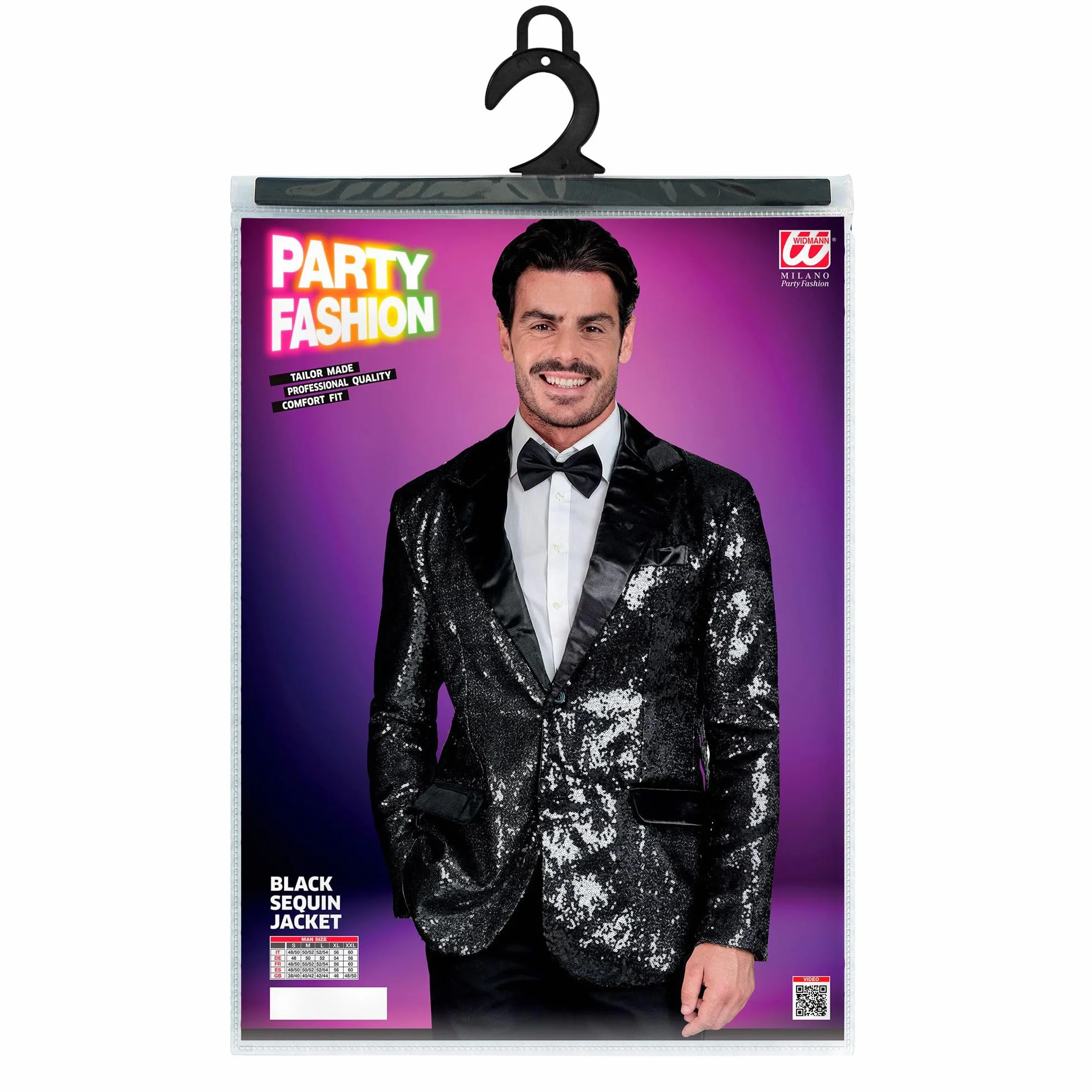 W WIDMANN MILANO Party Fashion - Kurtka imprezowa z cekinami dla mężczyzn, satyna, Disco Fever