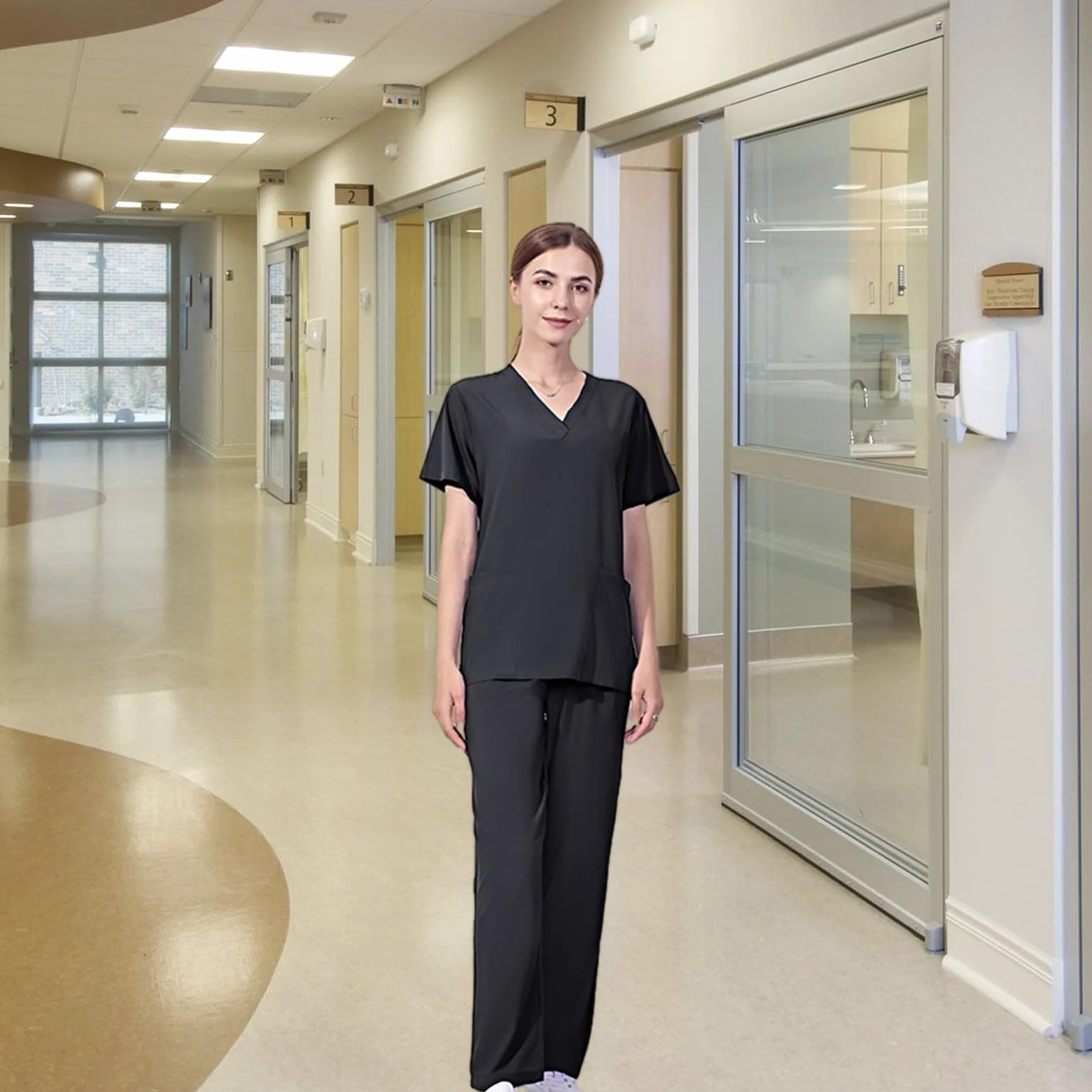 Nurses Scrubs Sets for Women | Soft Stretch V-Neck Top Uniforms with Pocket | Soft Stretch Scrubs Set Nurse Uniform, Doctor Working Clothing for Pet Hospital
