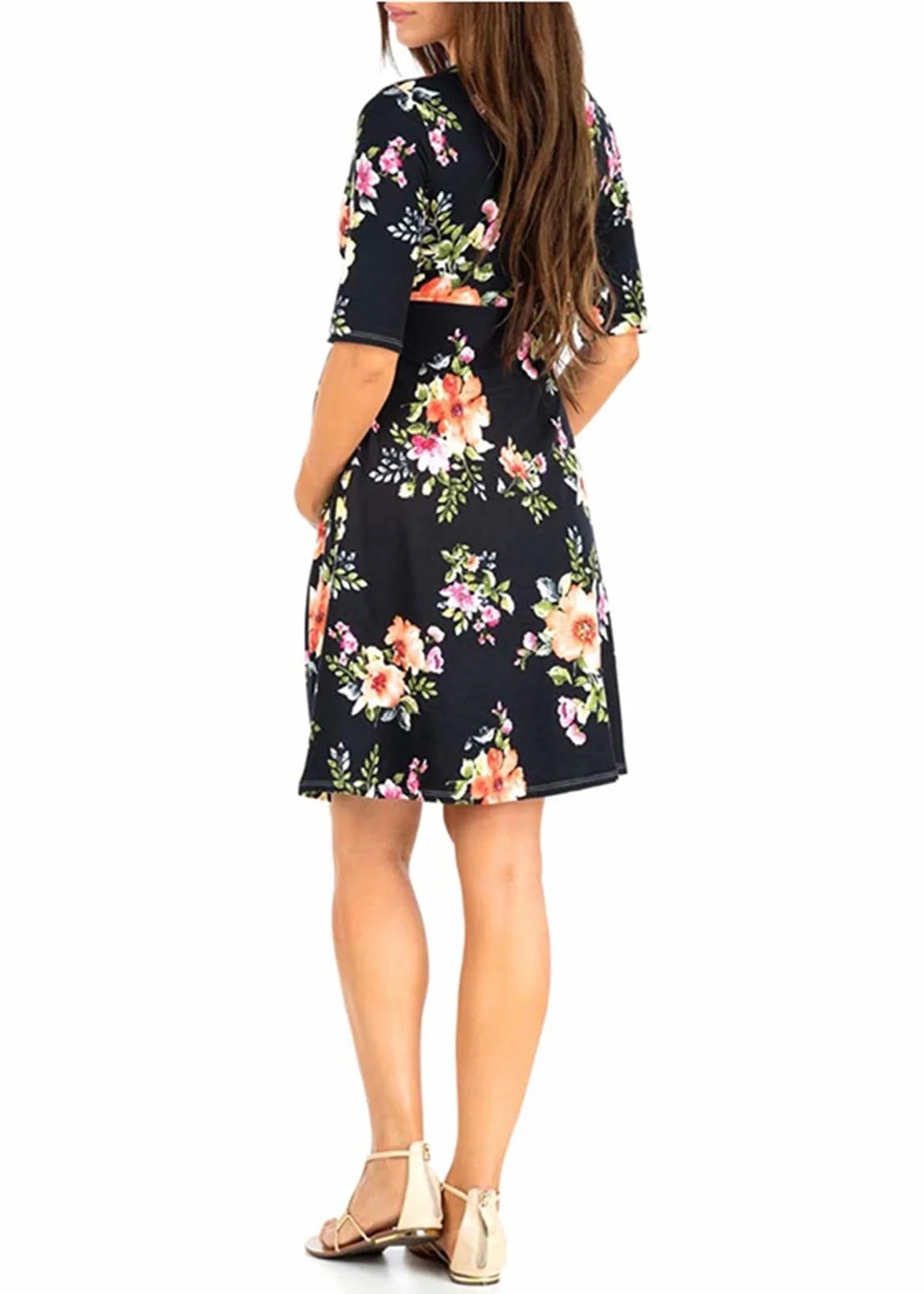 Sukienka Ciążowa Z Półrękawem Polka Dot Print Luźny Krój Odzież Ciążowa V Neck Sukienki Ciążowe Z