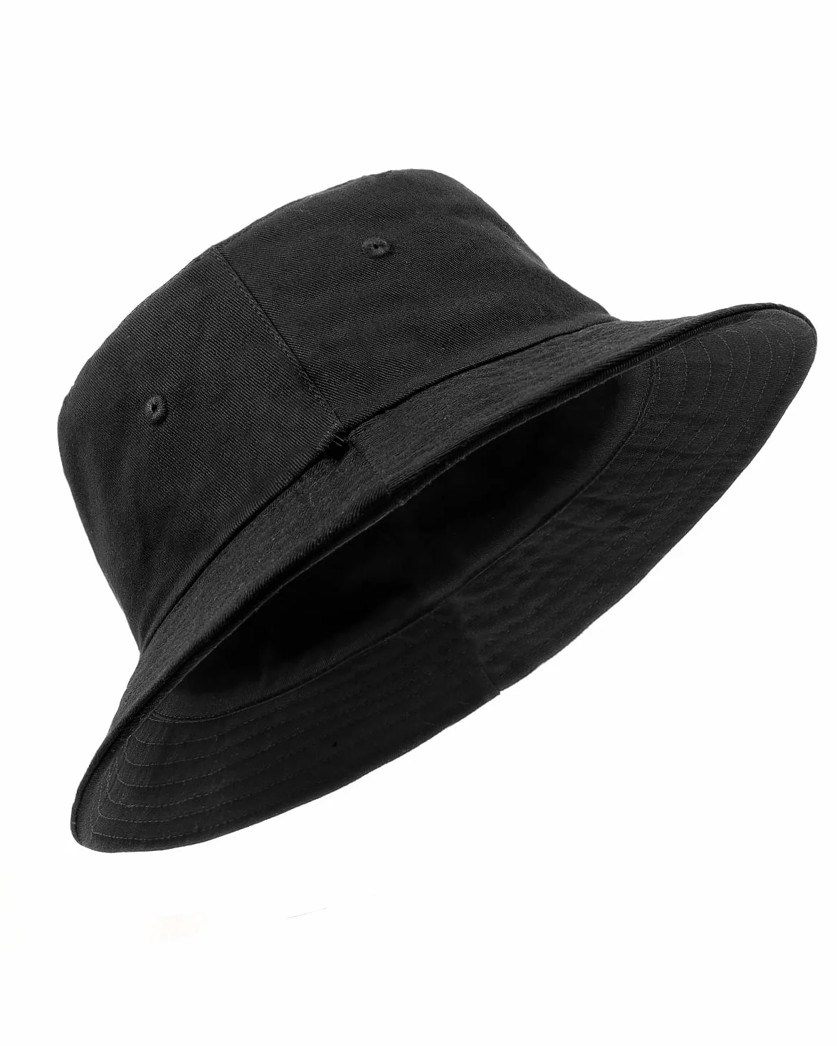 Zylioo XL/XXL kapelusz wędkarski, duży, dwustronny, kapelusz rybacki, bawełna, kapelusz przeciwsłoneczny, kapelusz letni, męski, czarny, na głowę 59-65, Obustronnie czarny, XXL