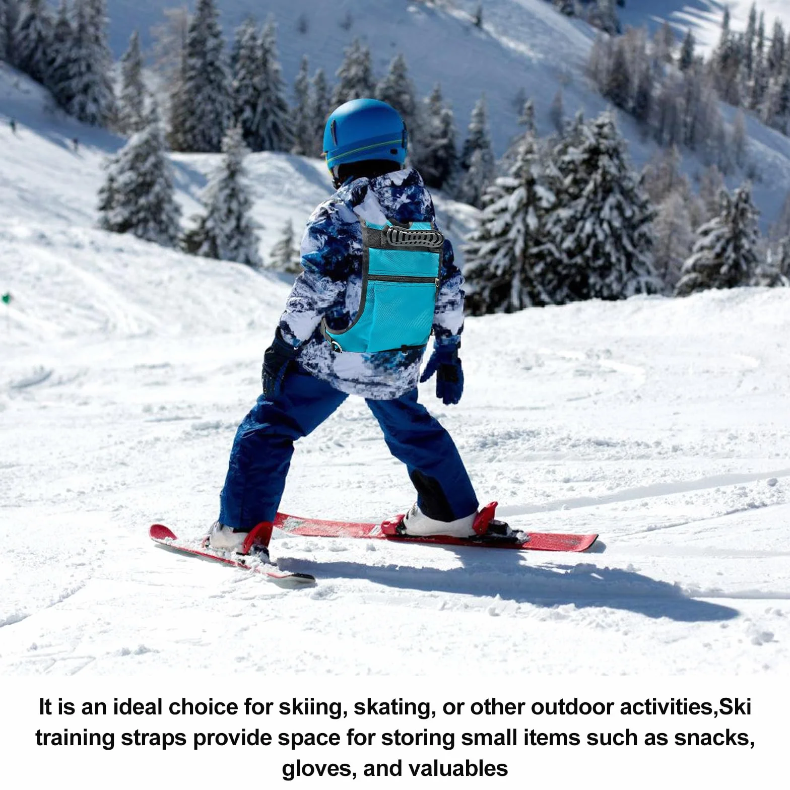 Szelki treningowe SUNOYA dla dzieci, narciarskie i snowboardowe, pasek treningowy z tylną liną trakcyjną i kieszenią, niebieski