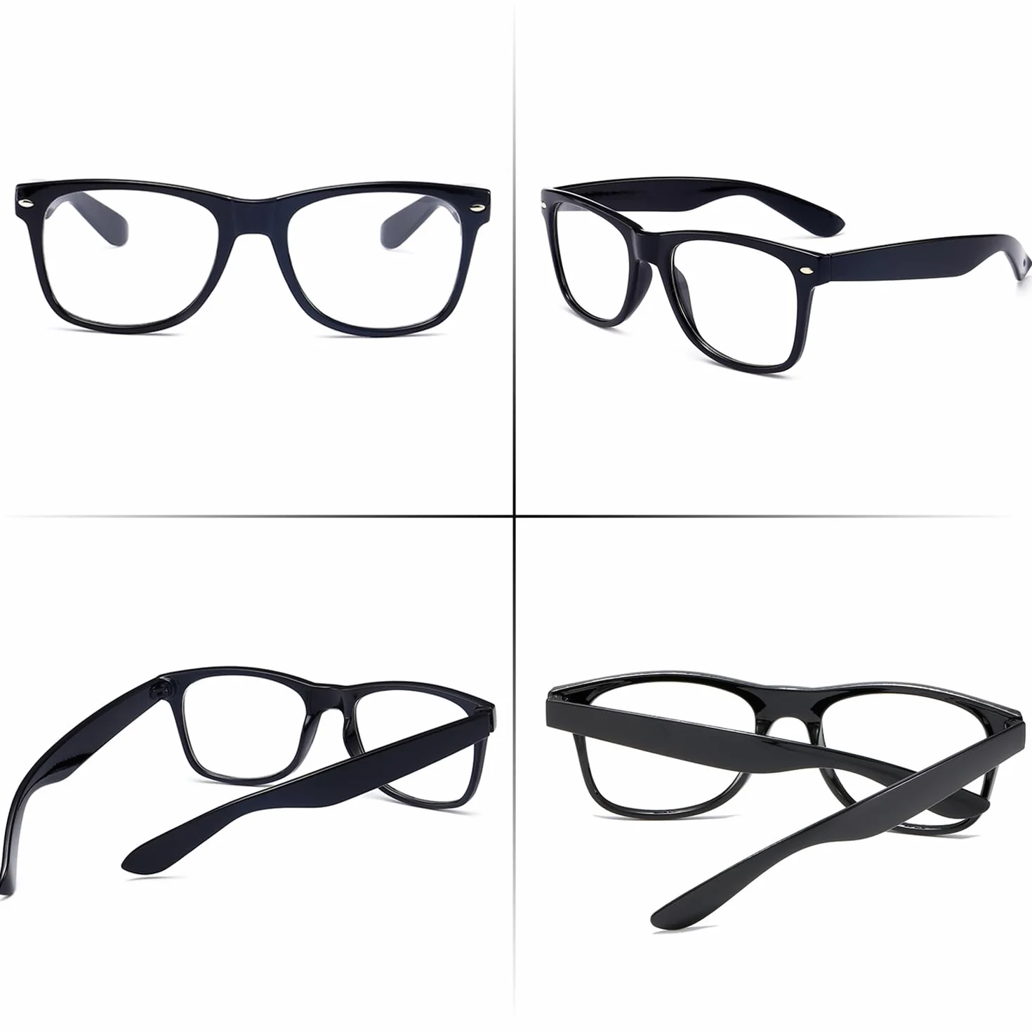 SLEEKEE 3 Czarne Okulary Dziecięce, Klasyczne i Trwałe, Retro Nostalgiczne, Odpowiednie Do Szkoły i Na Co Dzień