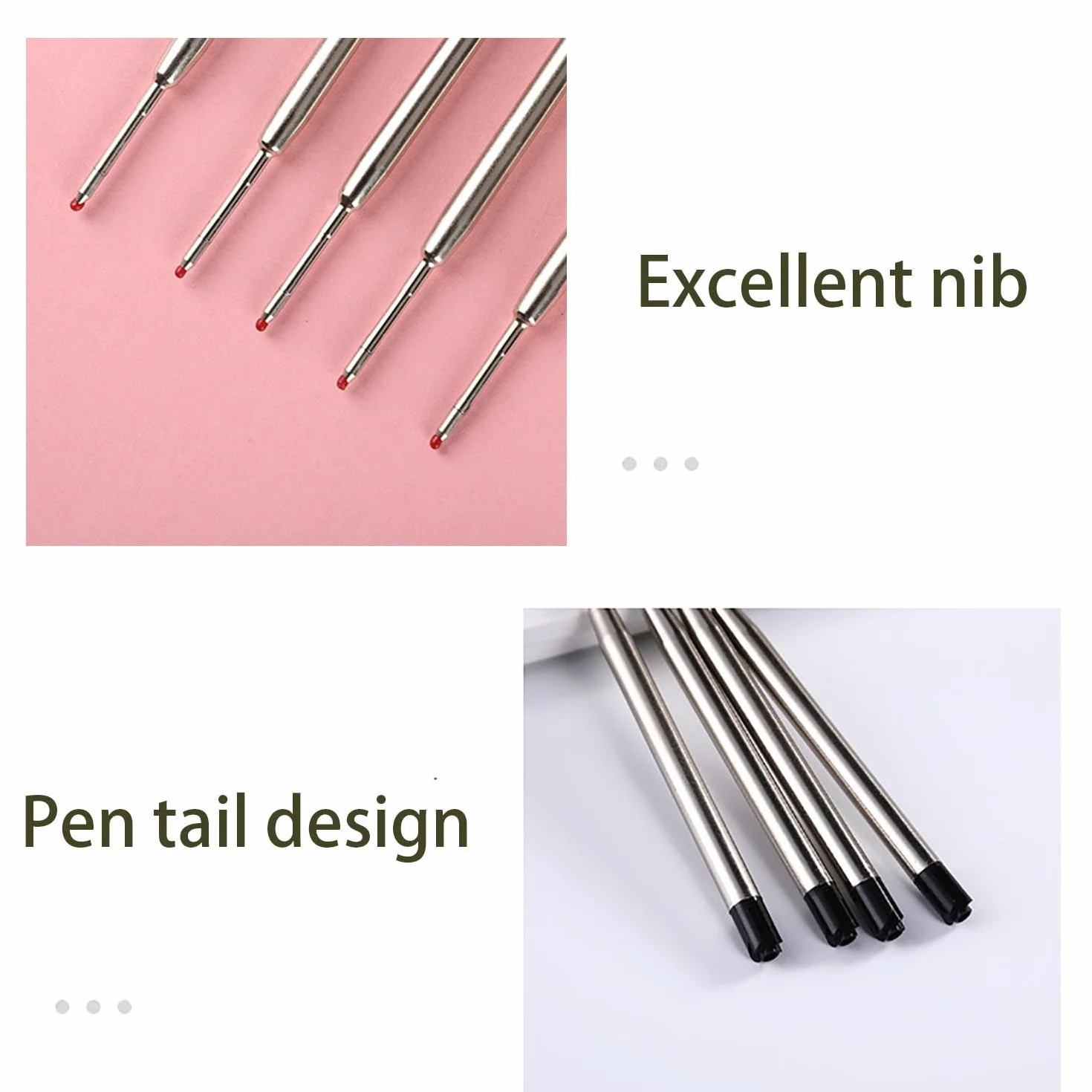 10 sztuk wkładów do długopisu, wkład do długopisu, wkład do długopisu, wymienne metalowe wkłady do formatu G2, szerokość kreski 1,0 mm M, kolor pisania (czarny)