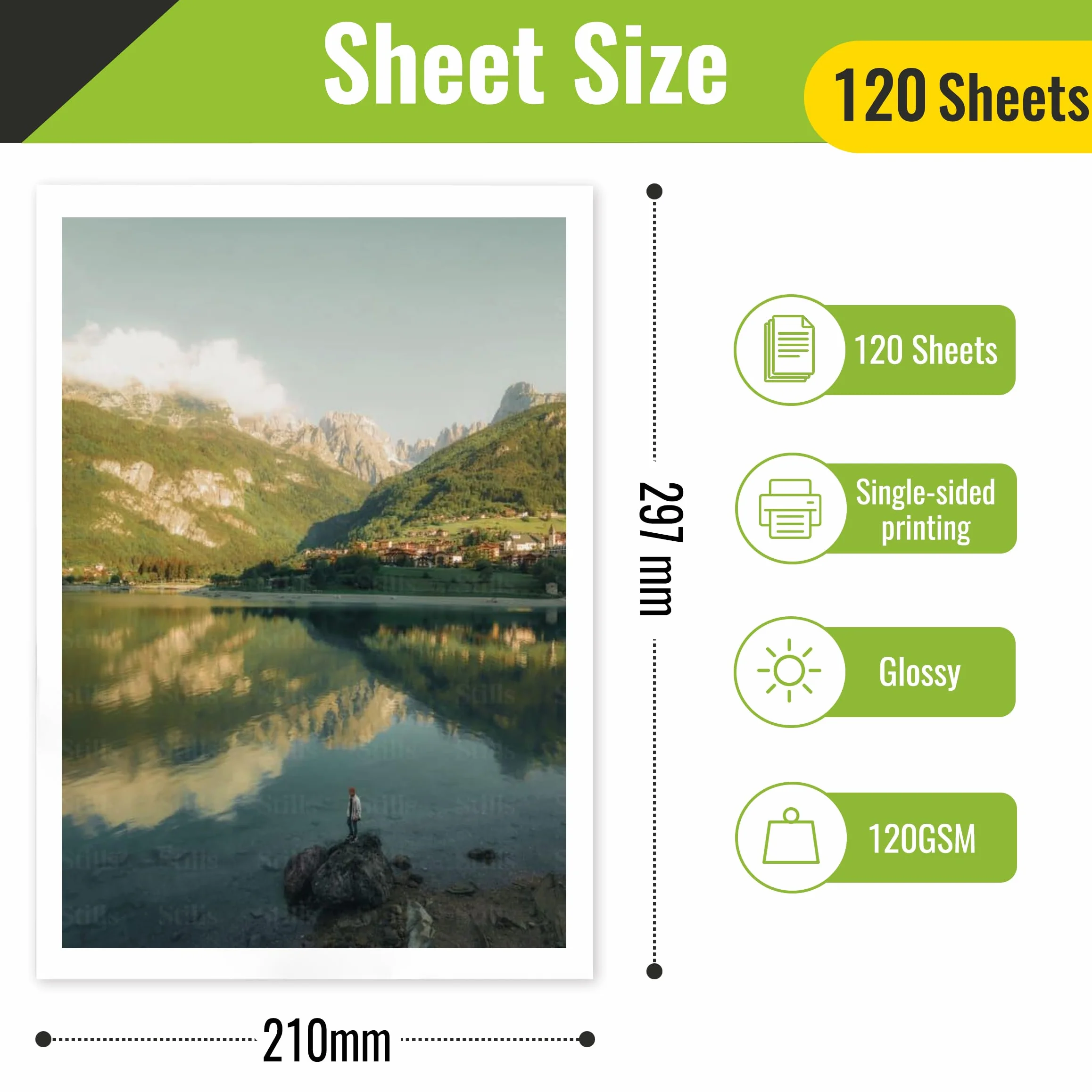 Kamo Błyszczący papier fotograficzny A4, 120 g/m², 120 arkuszy – idealny do zdjęć, plakatów i DIY, kompatybilny z drukarkami atramentowymi