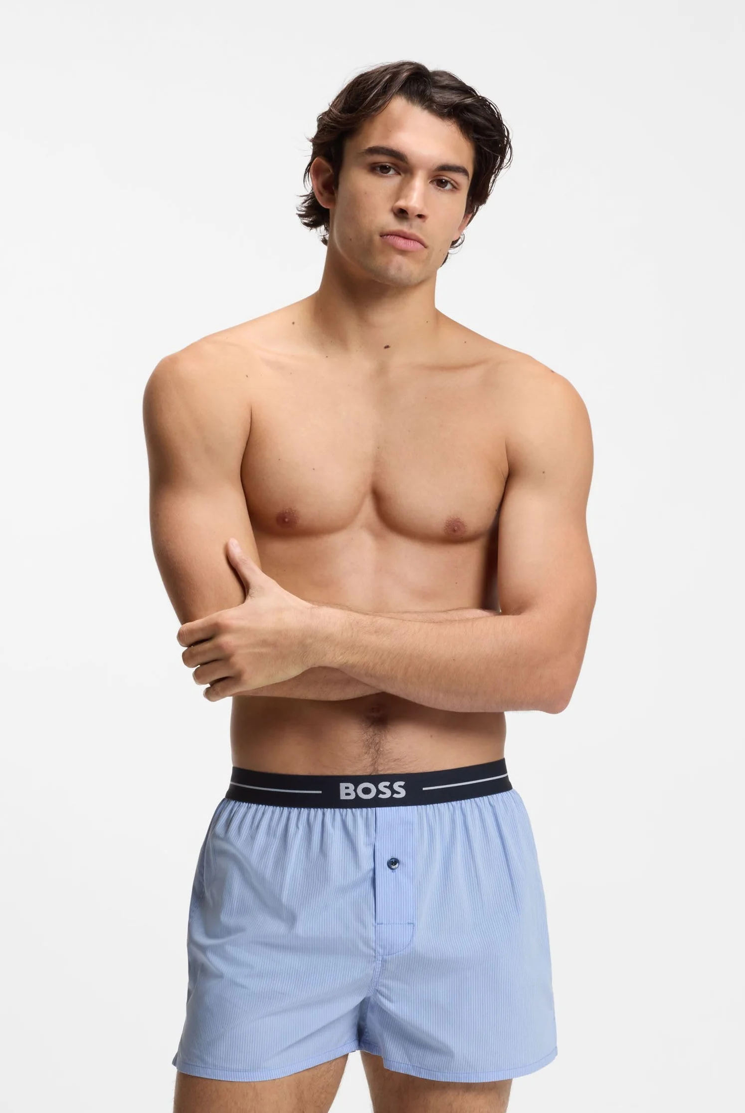 BOSS Męskie spodnie piżamowe 2P Boxer Shorts EW, New - Open Blue471, L
