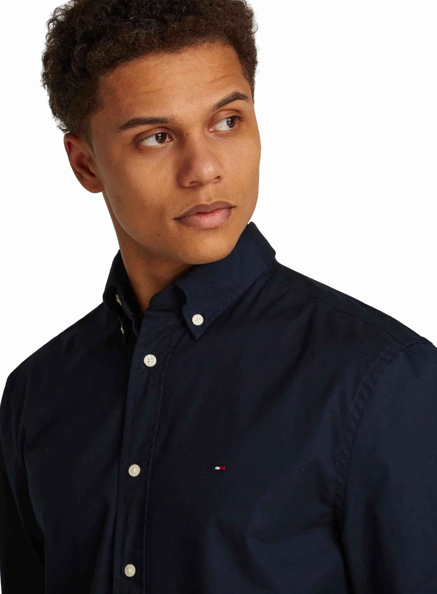 Tommy Hilfiger Męska koszula CORE Flex POPLIN Solid RF MW0MW39988 L/S, niebieska, L, Niebieski (pustynne niebo), L