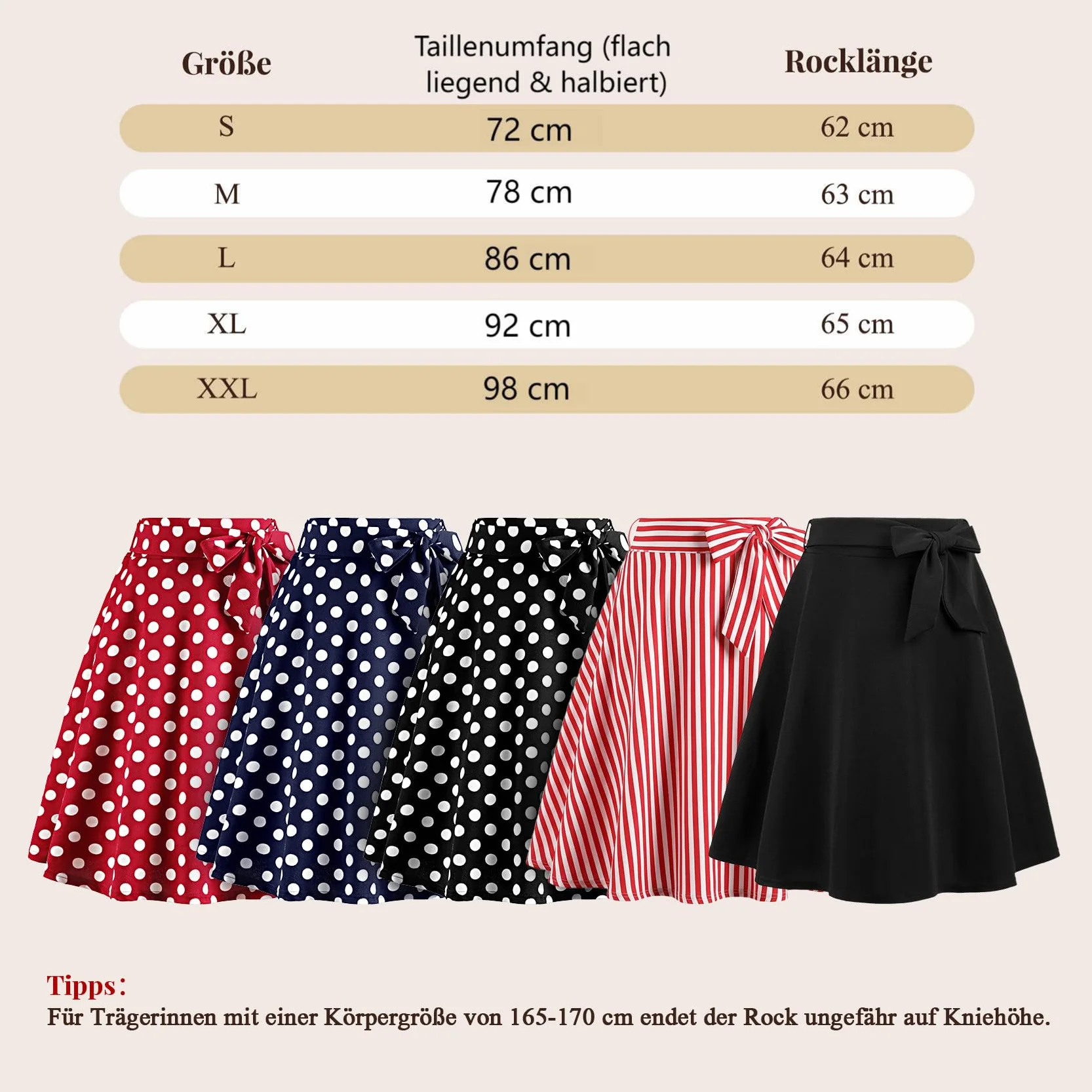WERFORU Damska spódnica midi w stylu lat 50. XX wieku, rockabilly, vintage, linia A, swing, plisowana spódnica z paskiem