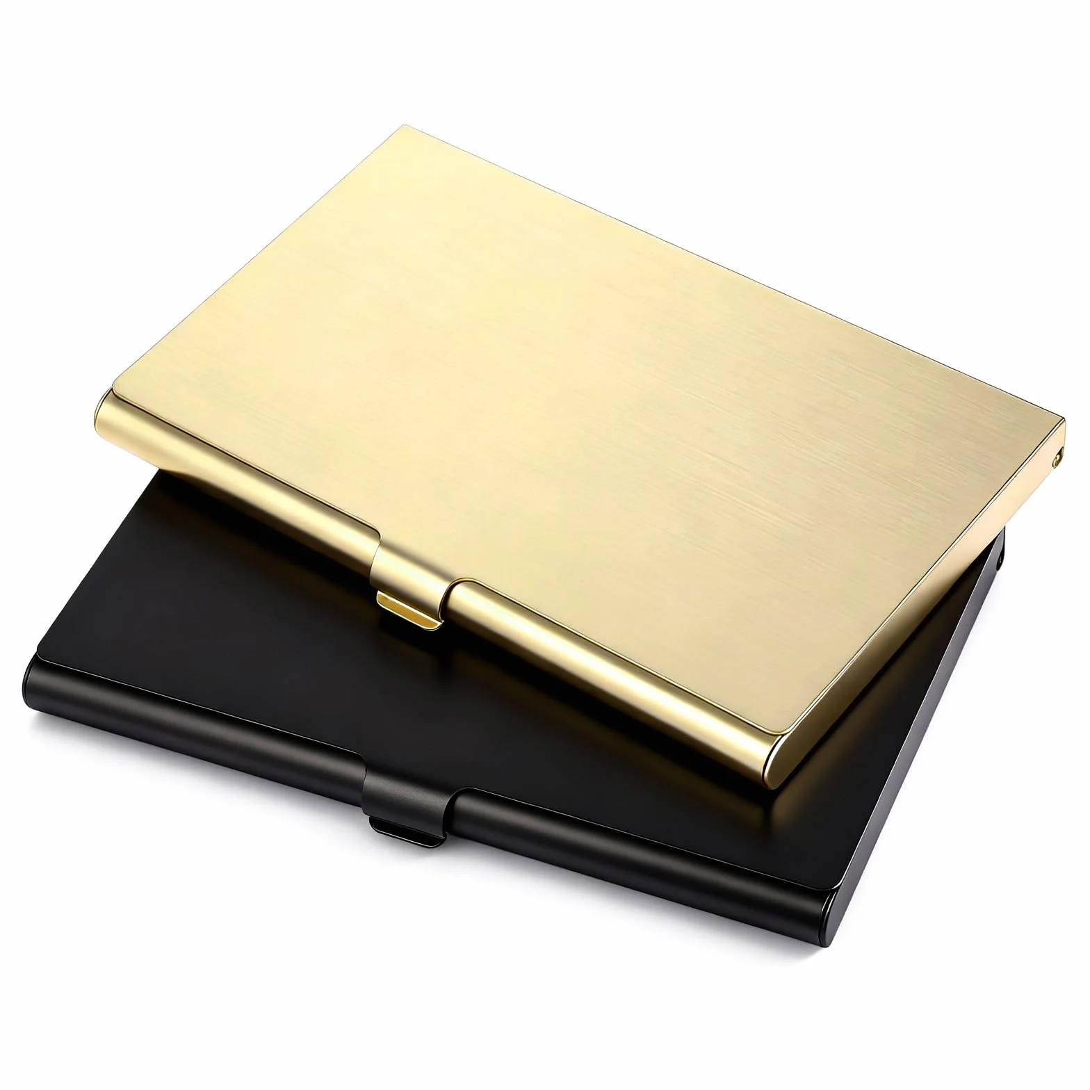 2 etui na wizytówki, złote i czarne, cienkie kieszonki, aluminiowe, profesjonalne etui na wizytówki dla mężczyzn i kobiet, metalowe etui na wizytówki, organizer