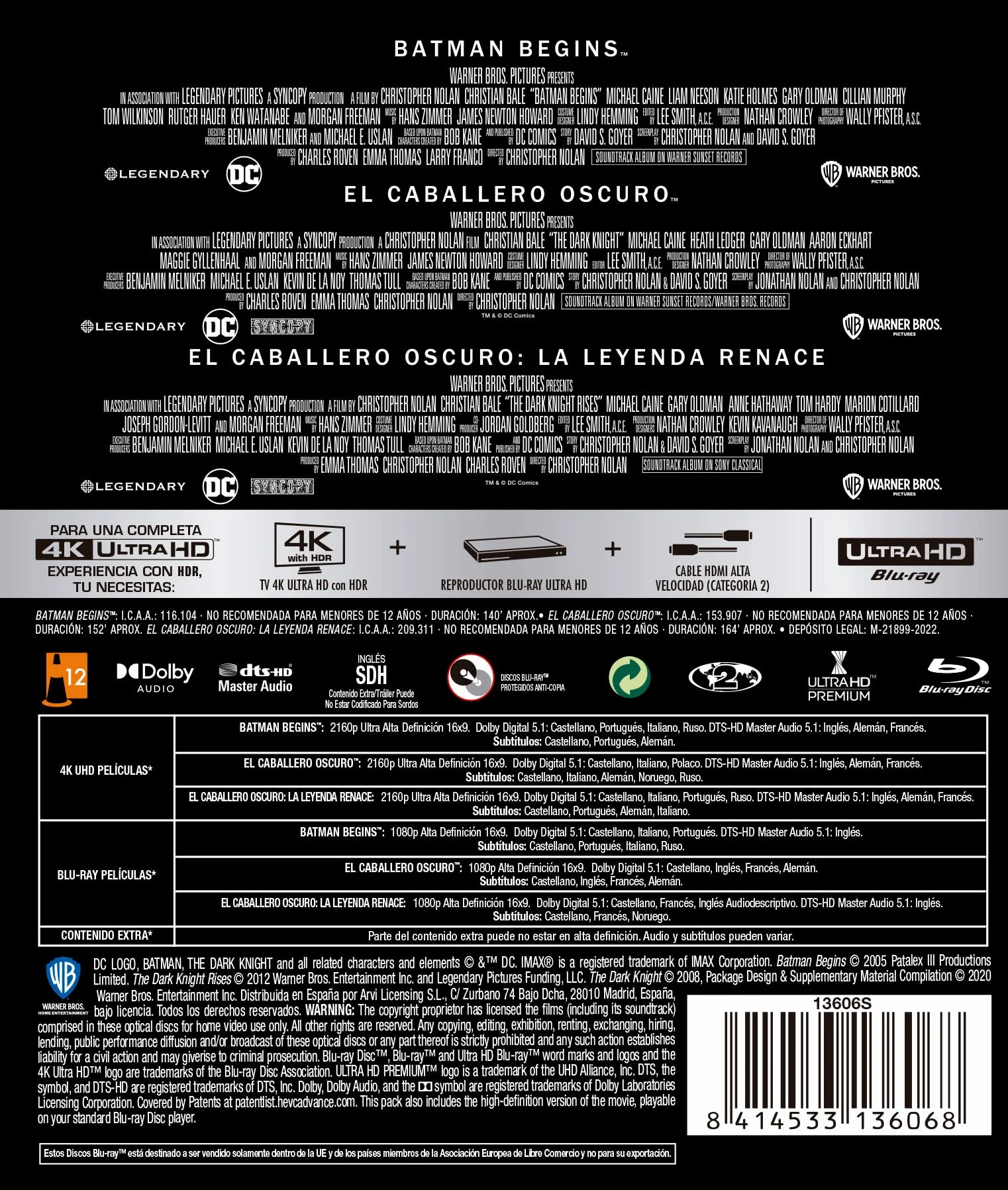 Christopher Nolan trylogia Batman, UHD + Blu-ray, komiks