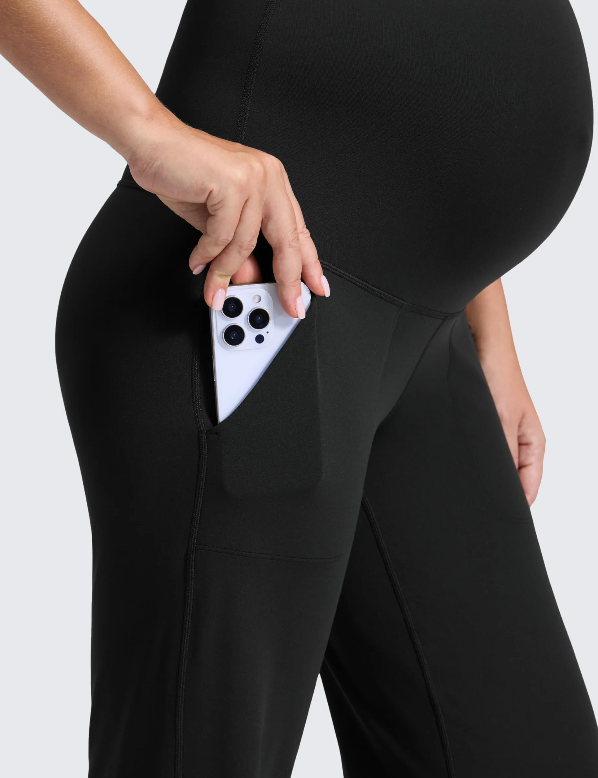 CRZ YOGA Kobiety Butterluxe ciążowe szerokie spodnie z kieszeniami 31,5" - ponad trening brzucha Yoga Lounge Ciąża
