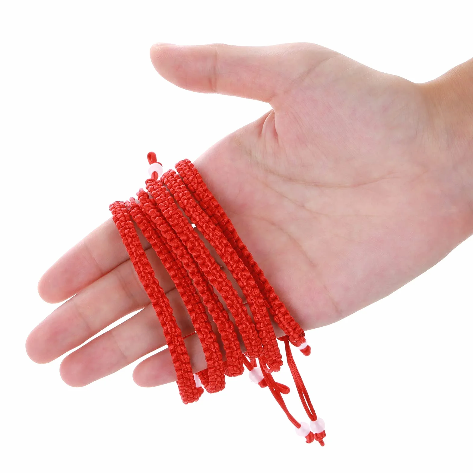 Yolev 8 Sztuk Czerwonej Liny Bransoletka - Ręcznie Robione Bransoletki Przyjaźni, Ochrona, Szczęście, Kabała - Czerwony Sznurek Amulet