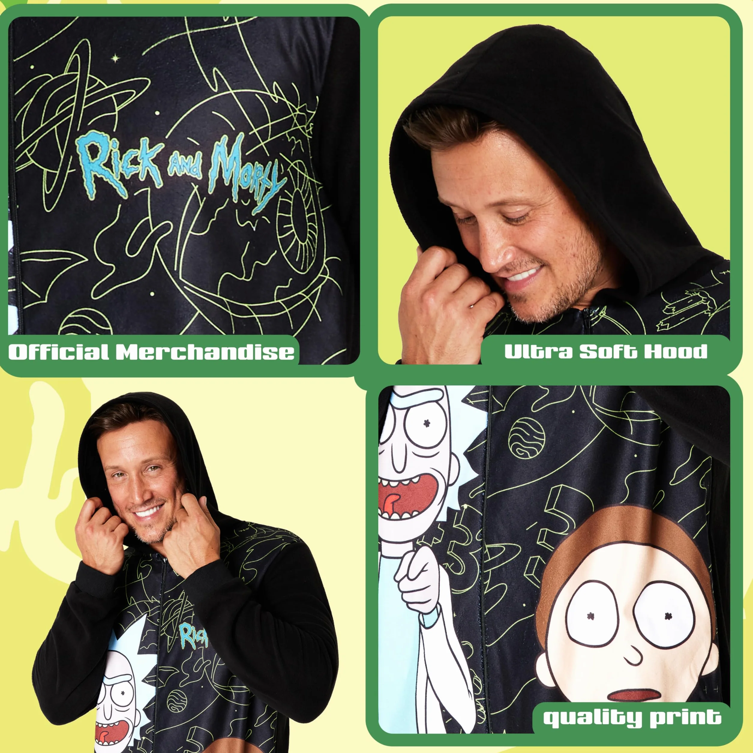Rick and Morty Puszysta piżama polarowa z kapturem dla dorosłych dla mężczyzn i nastolatków - odzież wypoczynkowa M-3XL - prezenty dla mężczyzn