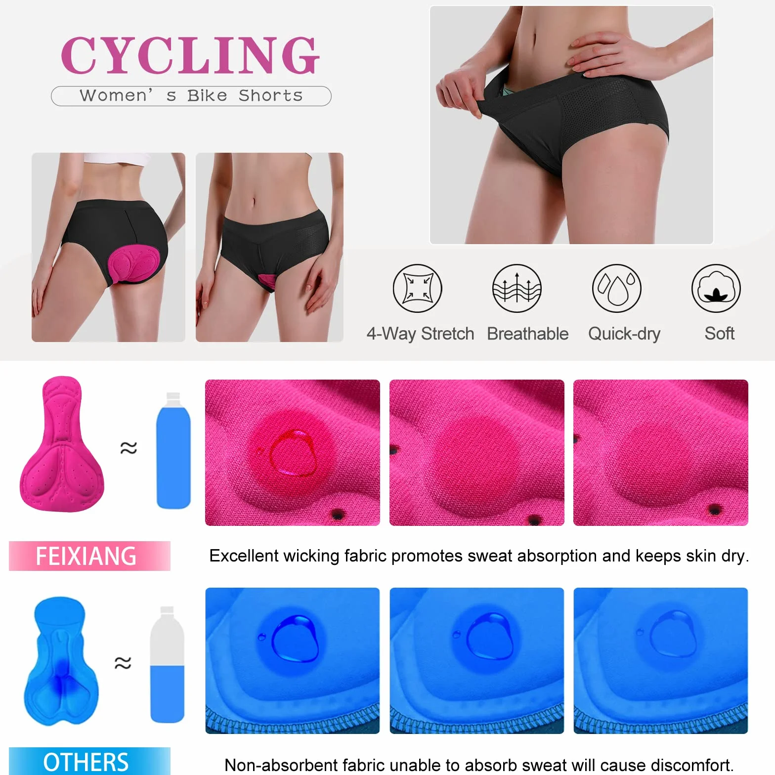 MEETWEE Damskie spodenki rowerowe, 4D wyściełane legginsy rowerowe szybkoschnące oddychające antypoślizgowe spodenki rowerowe damskie