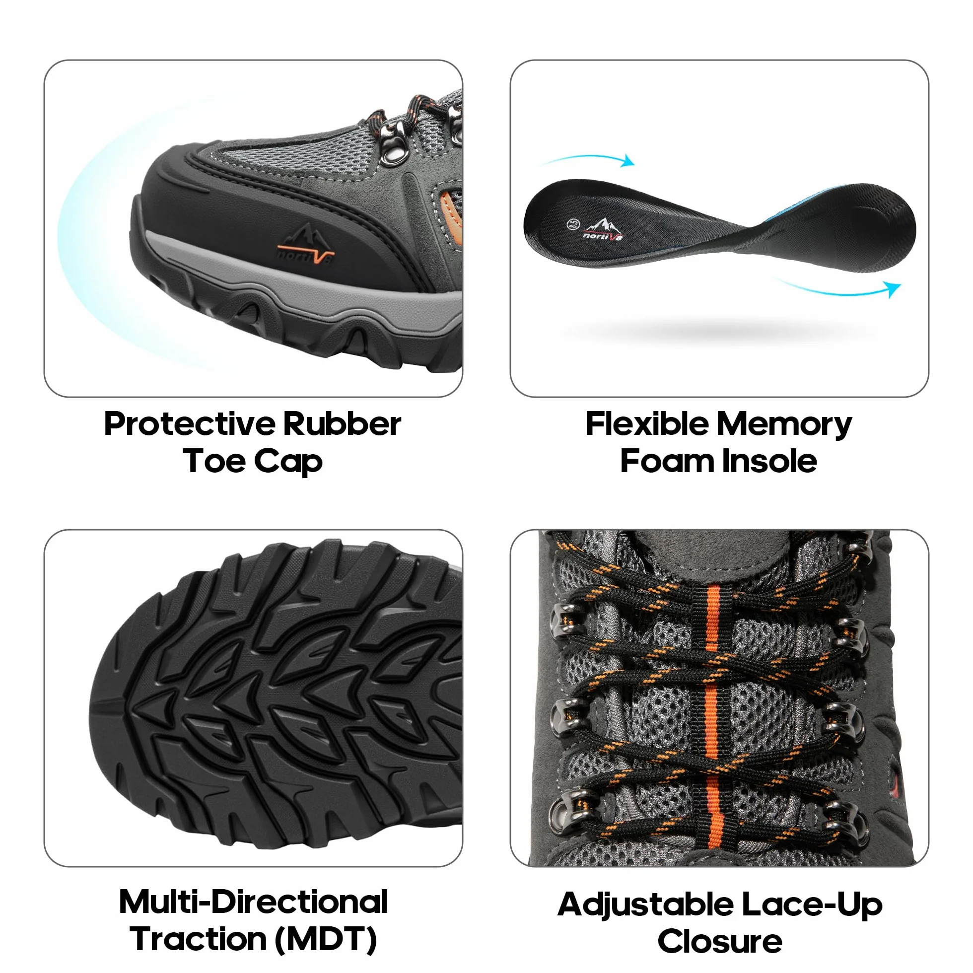 NORTIV 8 Męskie wodoodporne buty turystyczne, skórzane, niskie buty turystyczne do aktywności na świeżym powietrzu, trekkingu, na kemping, spacery