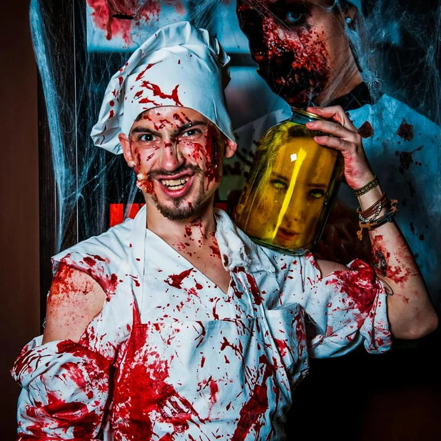 AKONE Halloween sztuczna krew 60 ml, 2 sztuki fałszywej krwi, film krew, krew wampira. Krew zombie, na karnawał, film, teatr, psoty, symulowane rany (zmywalne i bezpieczne)