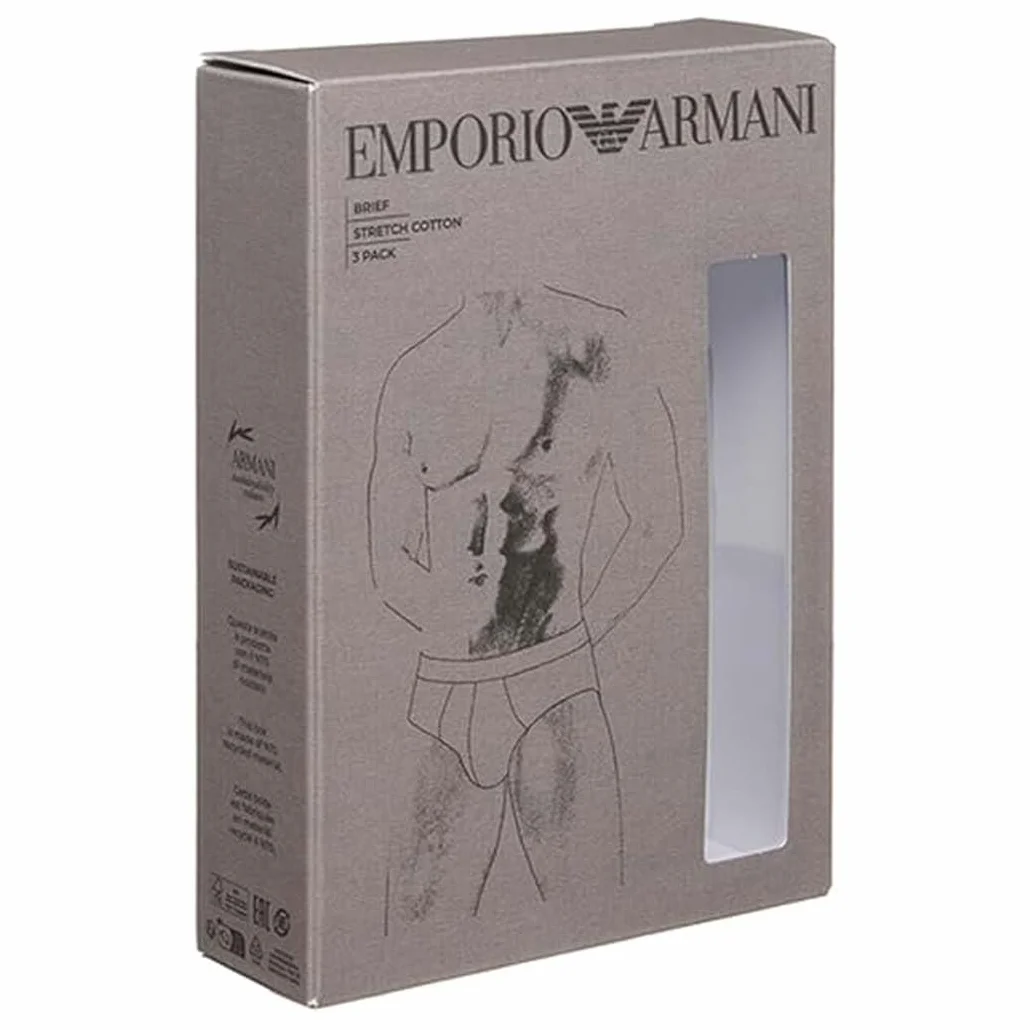 EMPORIO ARMANI Męskie Essential LOGOLABEL 3-pak, czarne, XL, Czarny, XL