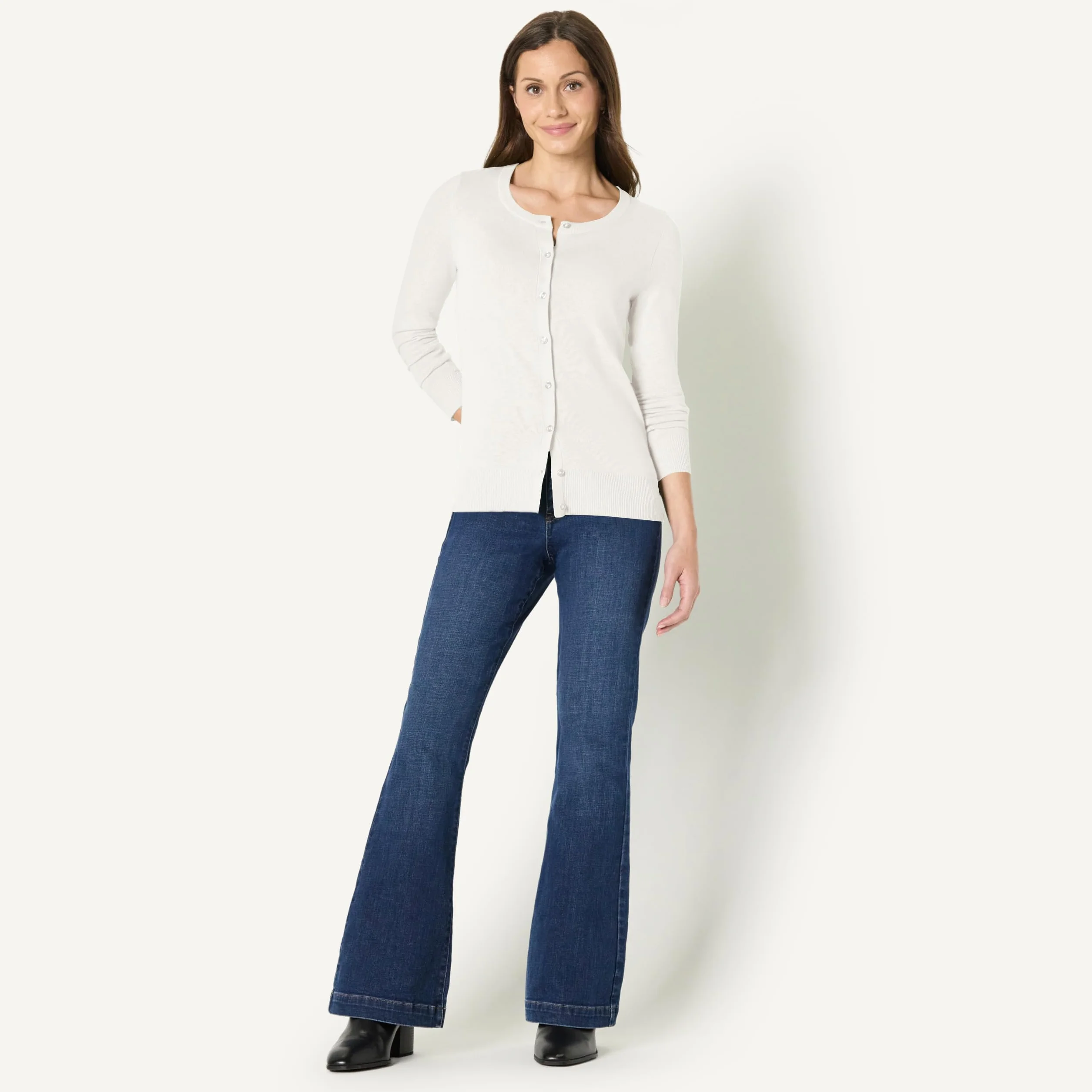 Amazon Essentials Kobiety Lekki kardigan z okrągłym dekoltem (dostępny w wersji Plus Size)