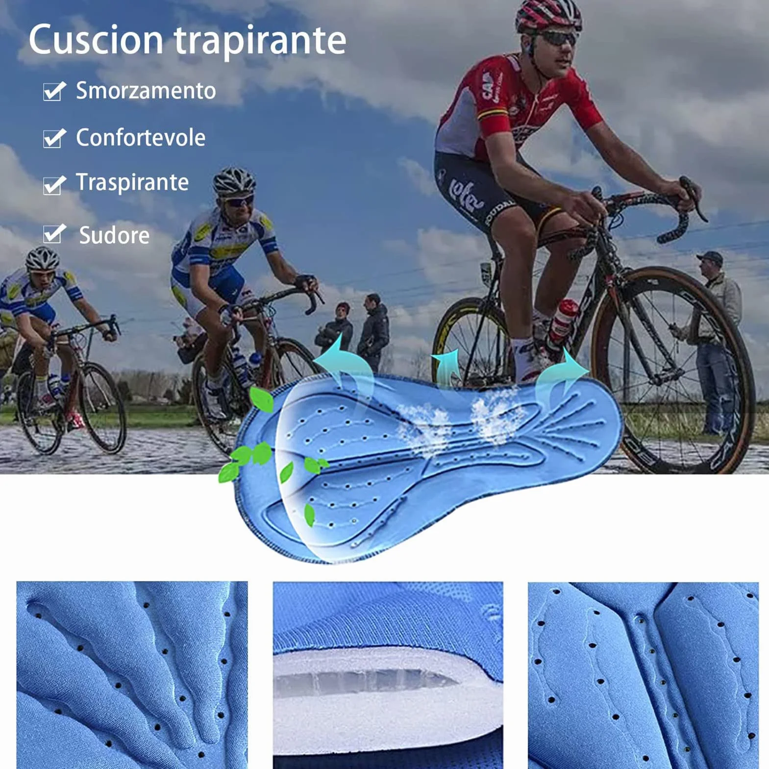 FFFF & OLFEH Męski letni strój rowerowy, koszulka kolarska dla mężczyzn, koszulka kolarska z żelową podkładką 3D do jazdy na rowerze na świeżym powietrzu