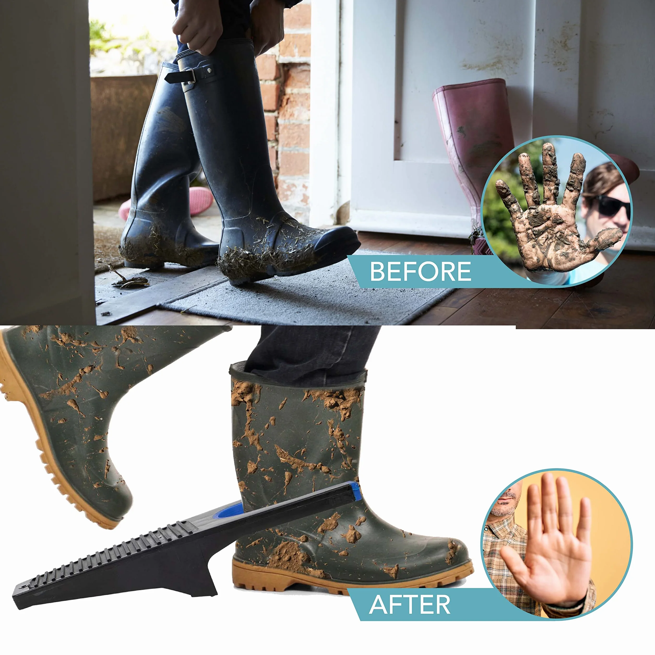 HEFTMAN Boot Jack - 2-pak Heavy Duty Welly Boot Remover, Czarny/niebieski, Rozmiar Uniwersalny