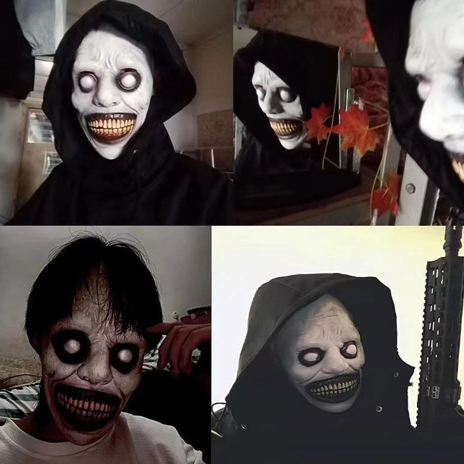 GWAWG Maska z uśmiechem egzorcysty na Halloween, przerażający horror, straszna maskarada, maska na Halloween, uśmiechnięty demon, straszny klaun, cosplay, rekwizyty do cosplay i akcesoria do kostiumu