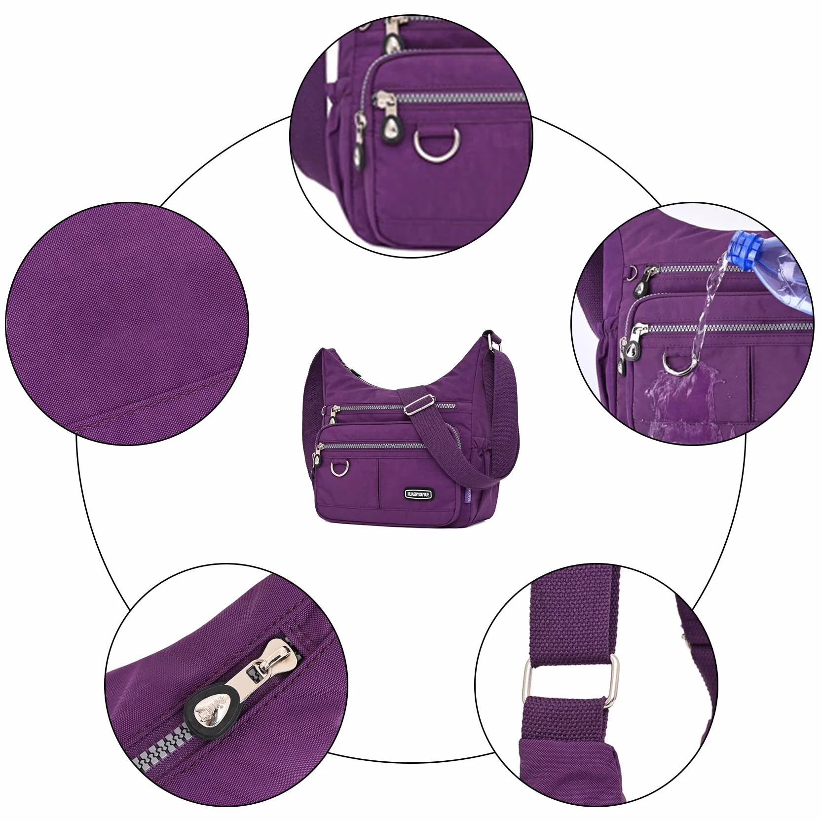 NOTAG Torba crossbody dla kobiet lekka wodoodporna wielokieszeniowa