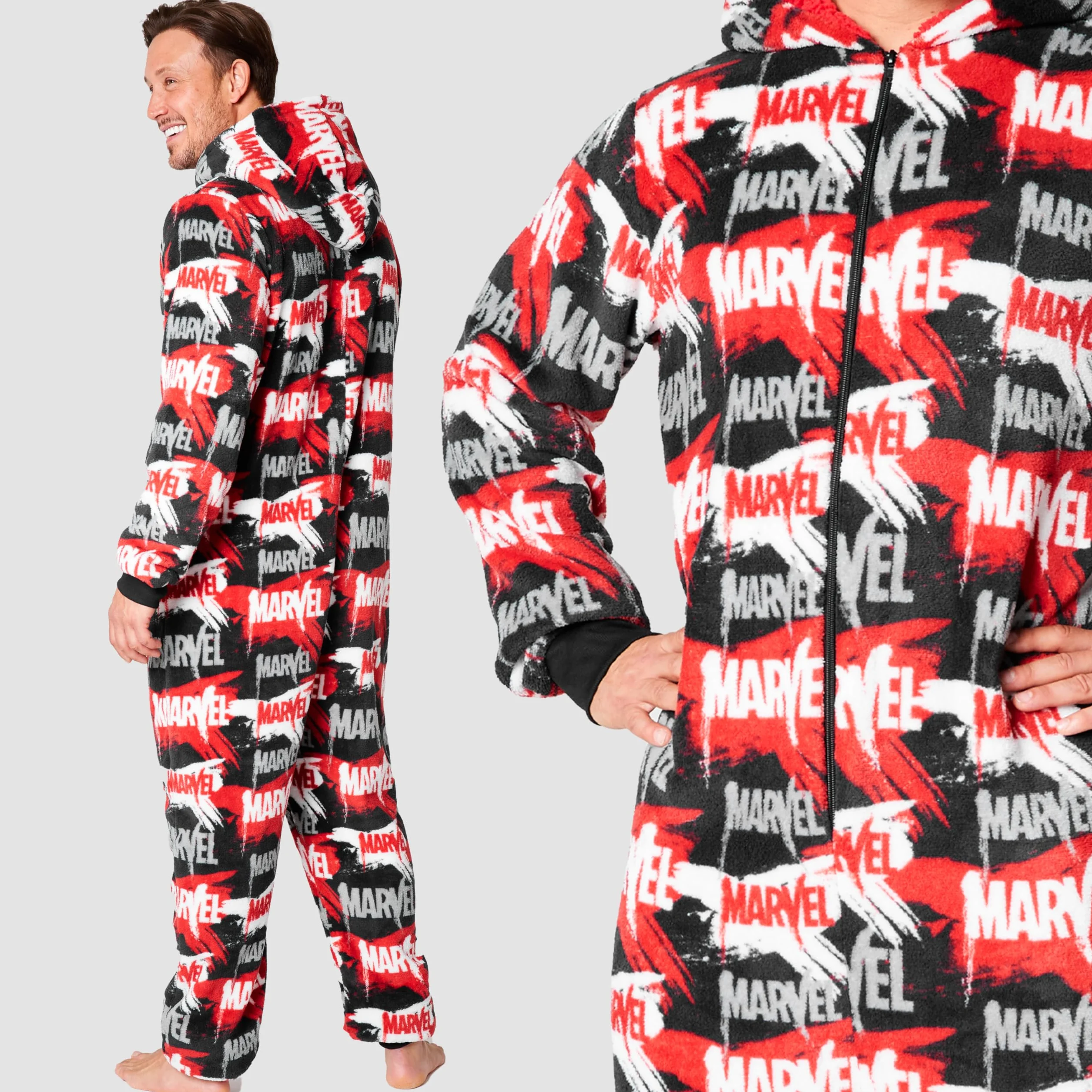 Marvel Onesies dla mężczyzn i nastolatków - Puszysty polar z kapturem dla mężczyzn S-3XL odzież wypoczynkowa - prezenty dla mężczyzn