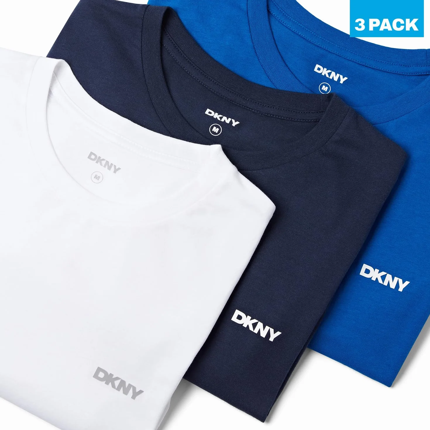 DKNY Męska koszulka 3-pak 100% bawełna, oliwkowa/antracytowa/granatowa, XL