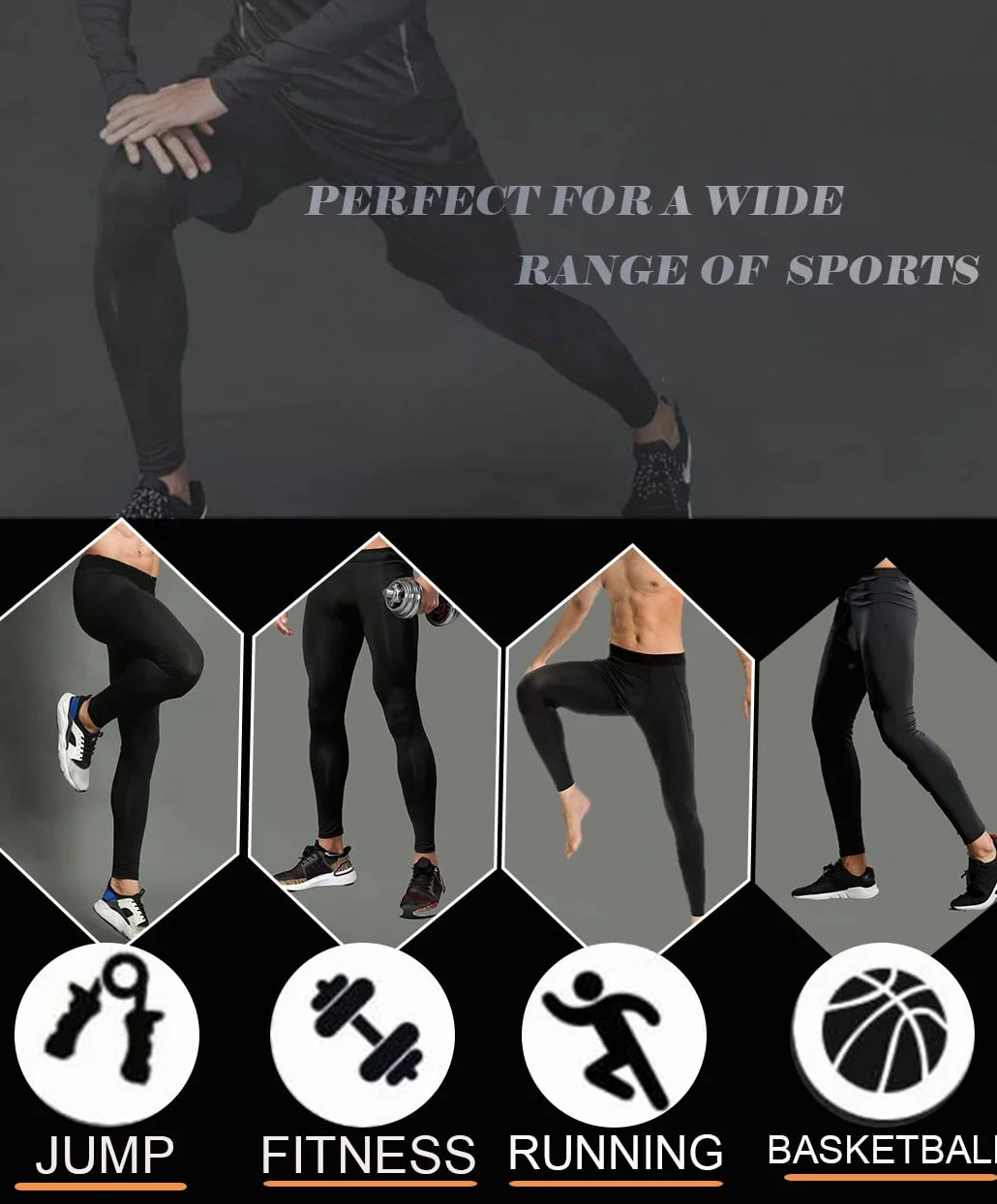 Spodnie kompresyjne Męskie Sportowe Legginsy Biegowe Długie Oddychające Baselayer Legginsy Spodnie dla Fitness Jogging Koszykówka