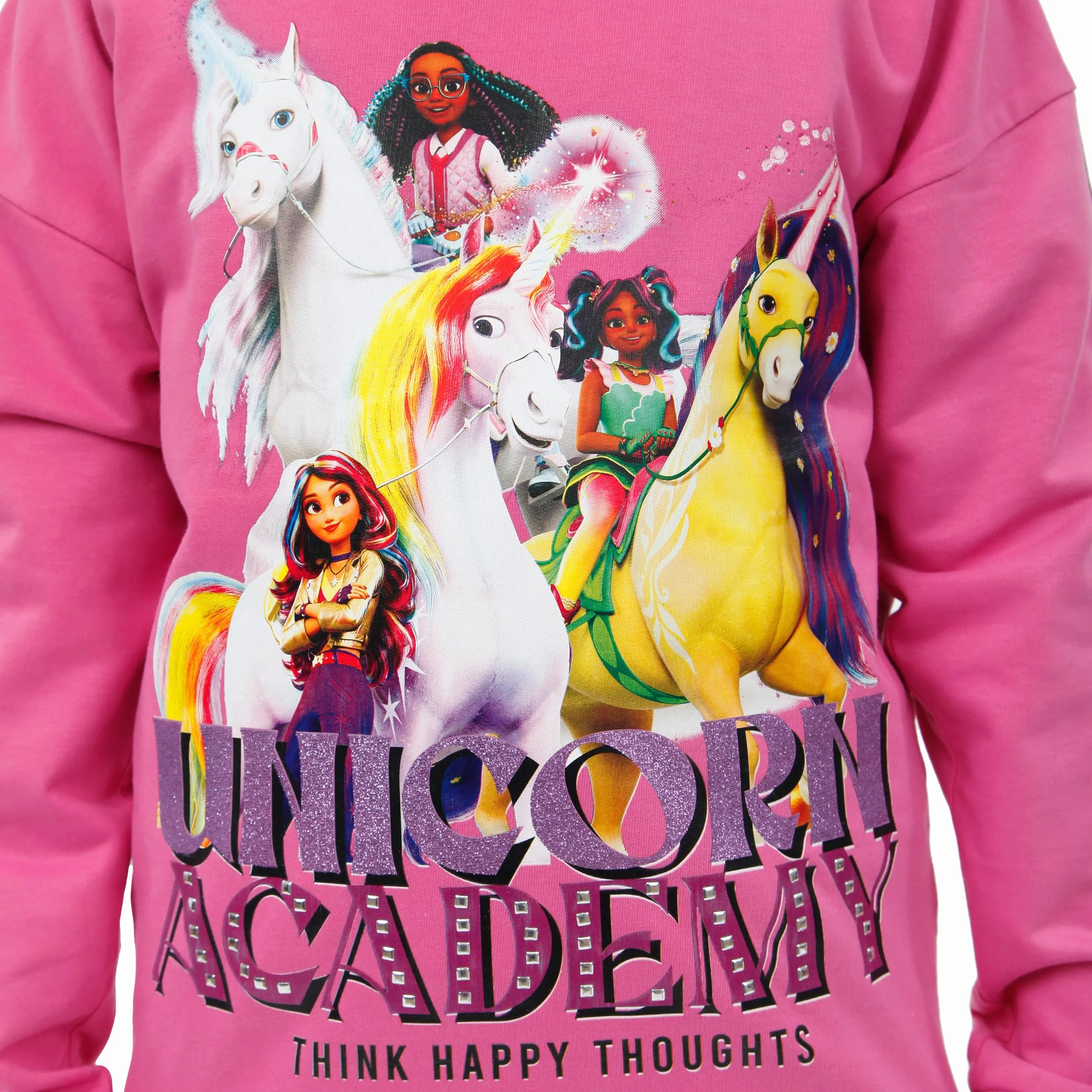 Bluza Dla Dziewcząt Z Akademii Jednorożców | Bluza Z Jednorożcem Dla Dziewcząt | Bluza Dla Dzieci Sophia I Wildstar | Różowy 152