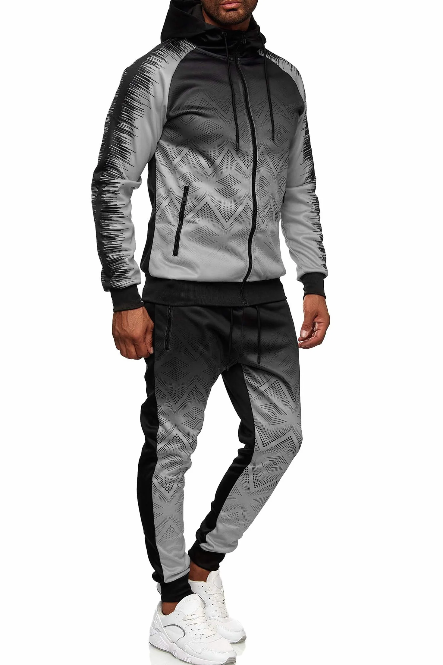C-IN-C Męski dres do joggingu, wzór barokowy, dres sportowy dla mężczyzn, dres treningowy, strój do biegania, na siłownię, strój rekreacyjny, model