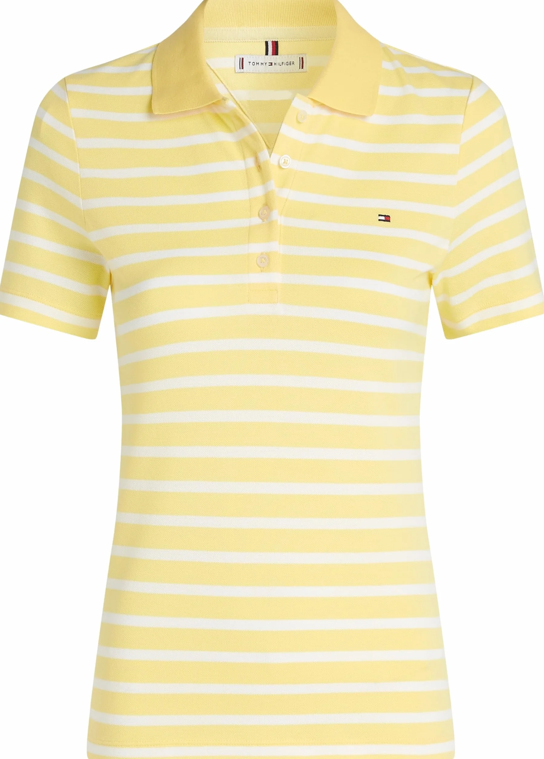 TOMMY HILFIGER Damska koszulka polo 1985 SLIM PIQUE SS WW0WW43225, żółta, S, Żółty (Citronella/Ecru Stp), S