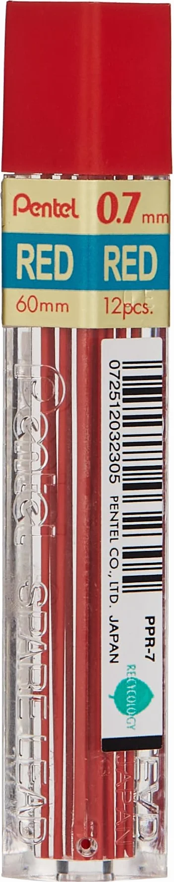 Pentel Wkład wkładu.7 mm, 12/TB, czerwony (PENPPR7)