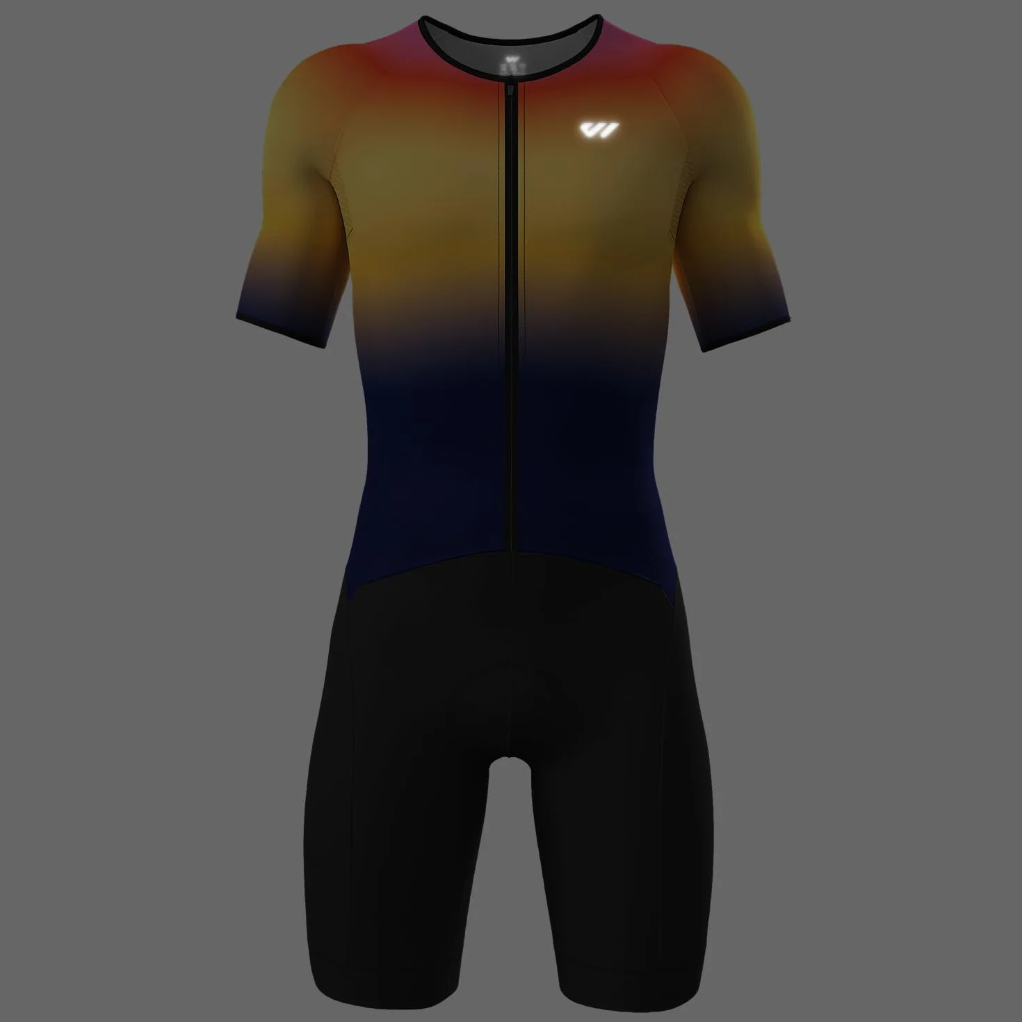 Lo.gas Męski strój triatlonowy Pro Trisuit z krótkim rękawem na wyścigi Ironman i triathlon – wysokiej jakości strój triatlonowy dla mężczyzn, pomarańczowy 1, L