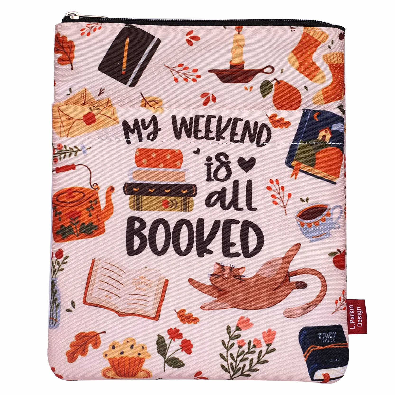 My Weekend is All Booked, pokrowiec na książkę z zamkiem błyskawicznym i kieszenią przednią, okładki na książki w miękkiej okładce, 28 x 21 cm, prezenty dla miłośników książek