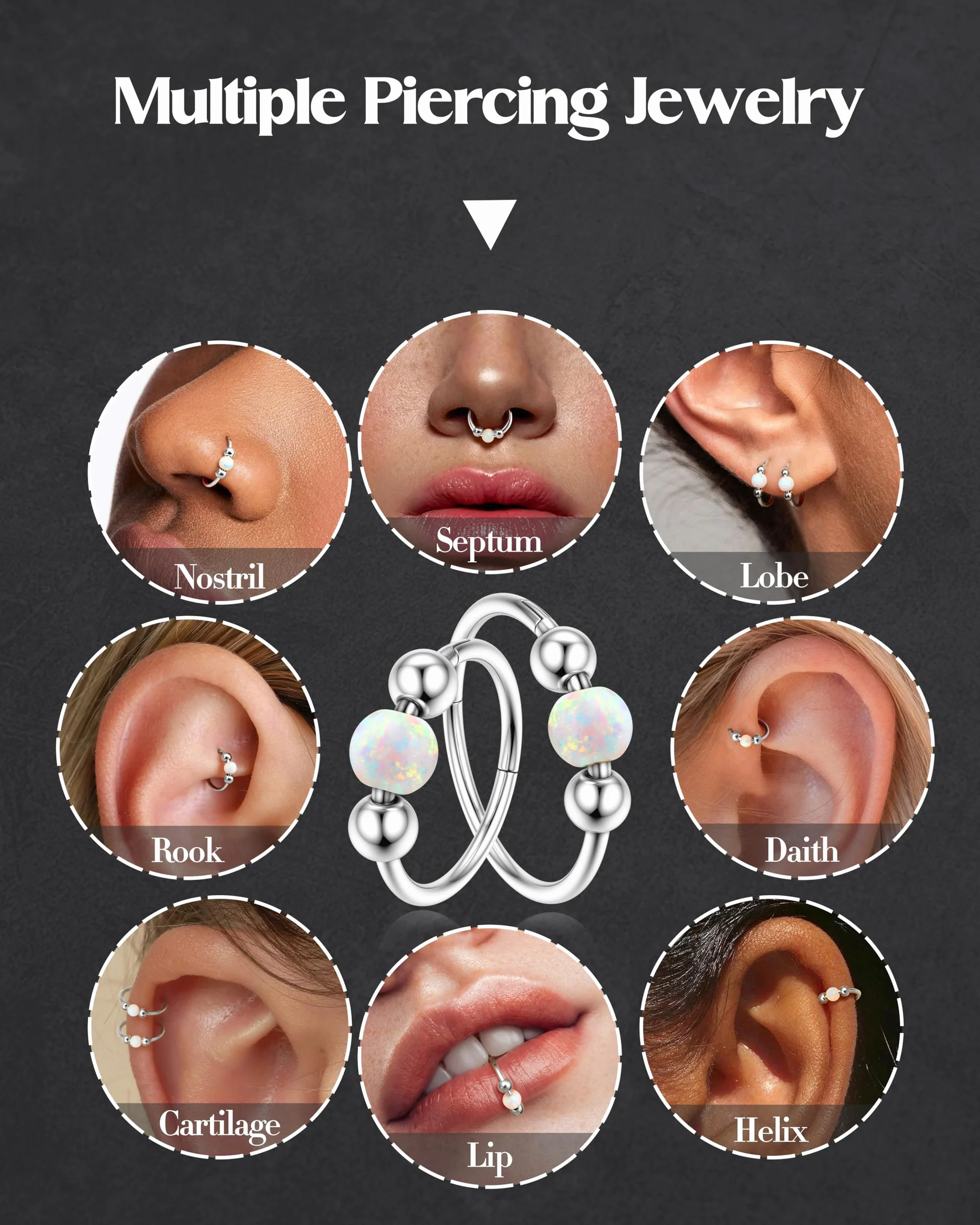 Diamday 2 szt. Helix Piercing biżuteria Helix kolczyk stal chirurgiczna 316L kolczyk do nosa piercing przegrody nosowej srebrne złote kolczyki opal chrząstka muszla tragus Daith Rook, obręcz, piercing