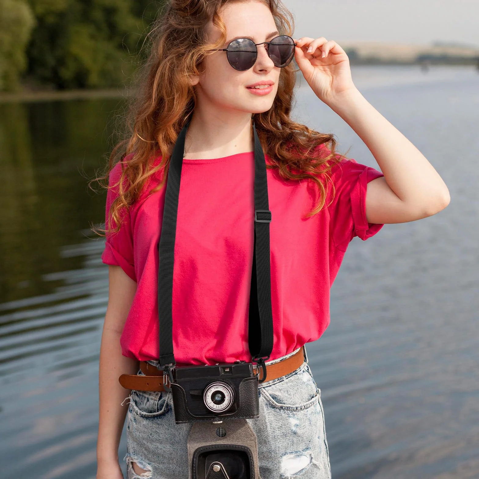 TIESOME Uniwersalny zapasowy pasek na ramię do laptopa, 150 cm, regulowany pasek do torby marynarskiej z metalowymi haczykami, do teczki, laptopa, torby kurierskiej, torby crossbody, bagażu, aparatu
