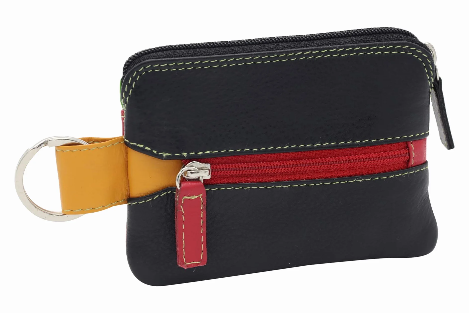 LEAS Damen und Herren mehrfarbige Schlüsseltasche mit Kleingeldfach Echt-Leder, bunt Multicolore-Serie