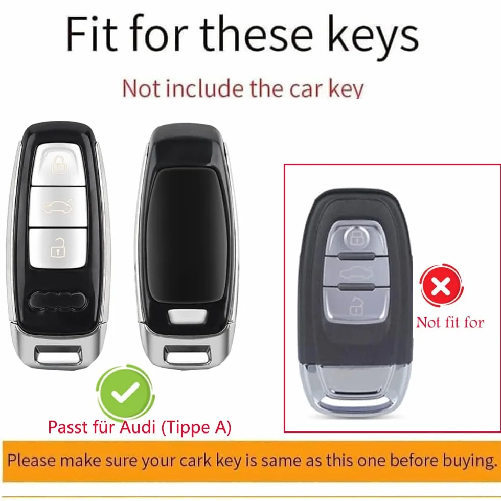 ontto Etui na kluczyki samochodowe, etui, etui na klucze, skórzane etui ochronne pasuje do Audi A3, A6, A7, A8, E-Tron S6, RS6, S7, RS7, Q7, SQ7, Q8, SQ8, 2019-2024, akcesoria, etui na klucze, 3