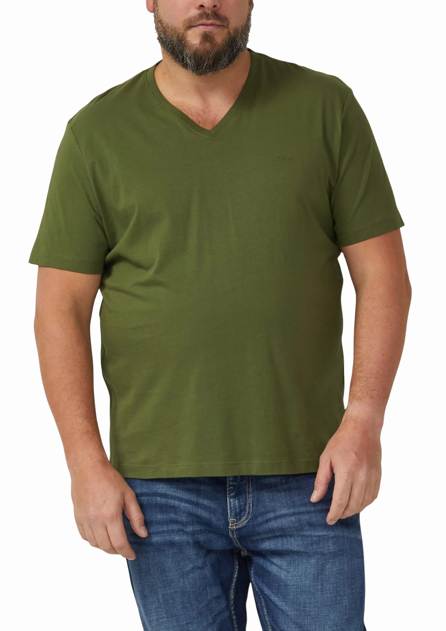 s.Oliver T-shirt z dekoltem w serek Mężczyźni 2176618