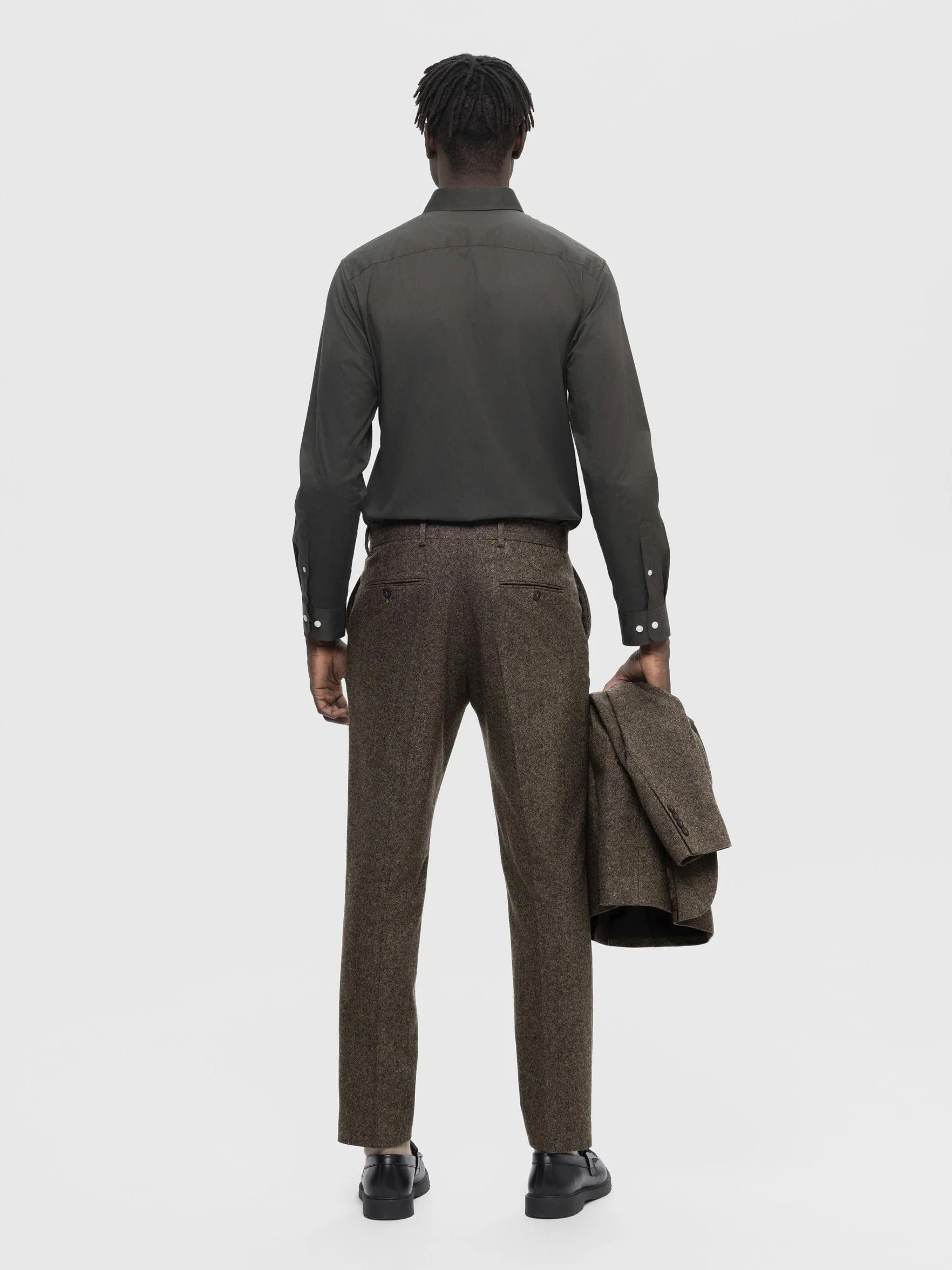 SELECTED HOMME Slhslim-isac Brown Struc Trs B Noos - spodnie materiałowe Mężczyźni