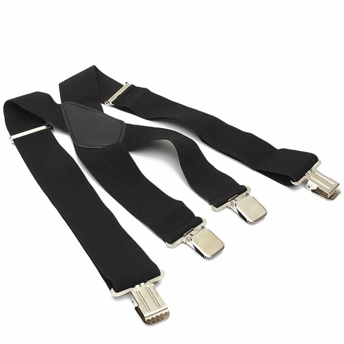 Męskie paski X 50MM Elastyczne szerokie szelki tworzą regulowane elastyczne szelki do spodni z metalowymi klipsami, Czarny (Black), L