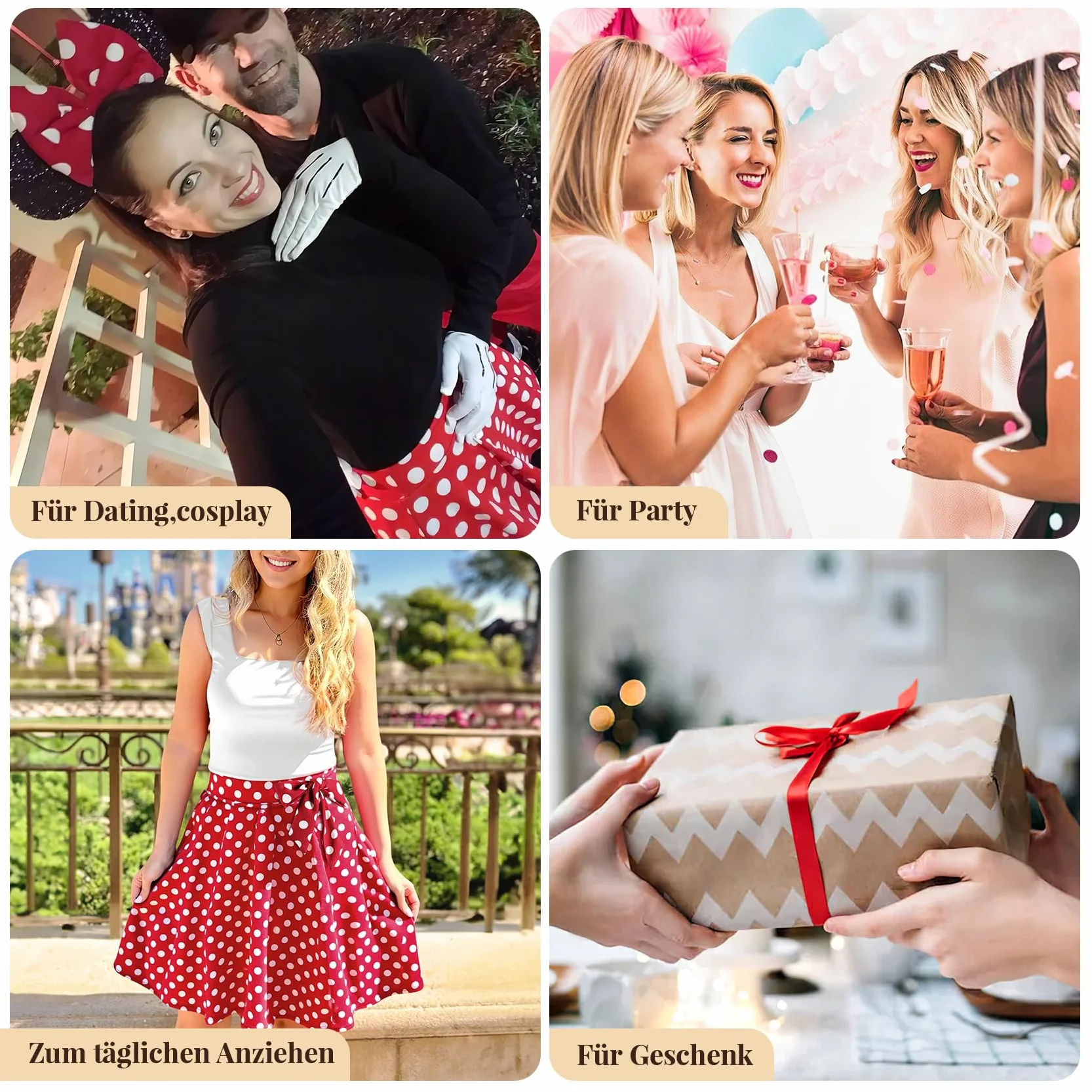 WERFORU Damska spódnica midi w stylu lat 50. XX wieku, rockabilly, vintage, linia A, swing, plisowana spódnica z paskiem