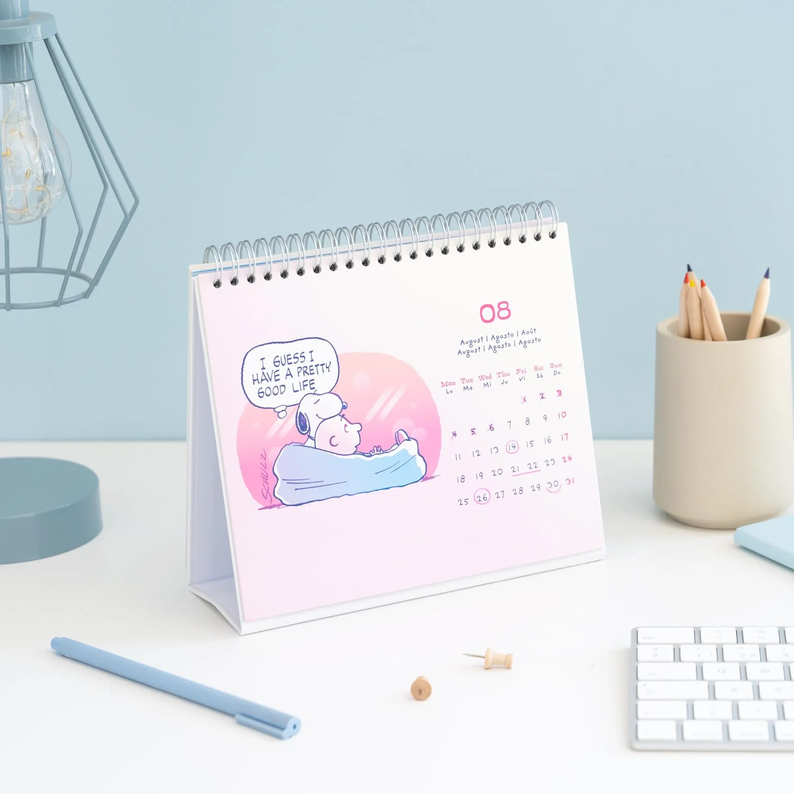 Grupo Erik Snoopy Desk Calendar 2025 | 8 x 7 inches - 20 x 17 cm | 12 Month Desk Planner, Desktop Calendar 2025 | Snoopy Calendar 2025, Snoopy Gifts, Snoopy Merchandise