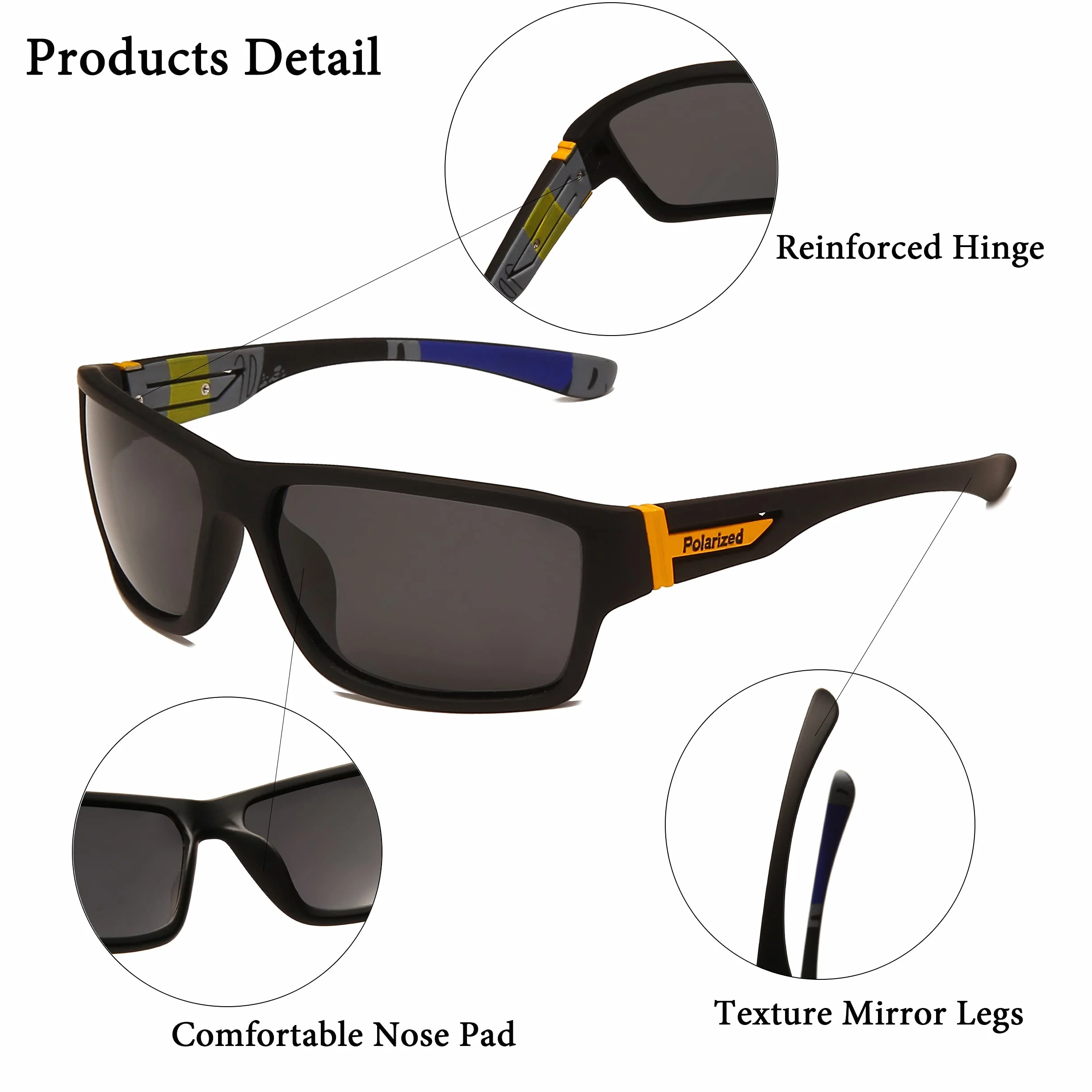 Long Keeper Polaryzowane sportowe okulary przeciwsłoneczne lekkie męskie damskie okulary przeciwsłoneczne do jazdy na rowerze do biegania wędkarstwa golfa jazdy na rowerze owijane wokół kwadratowych