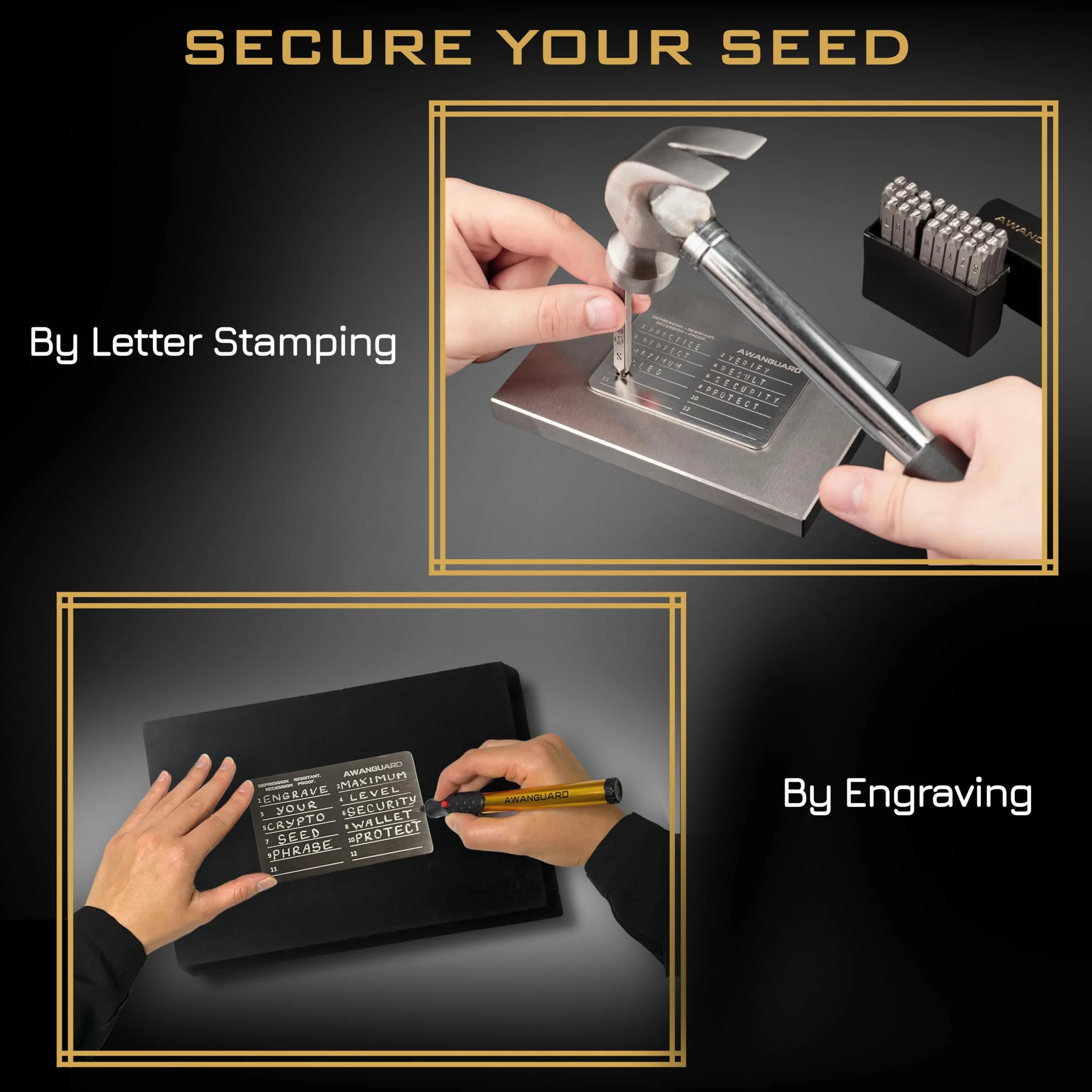 Steel Wallet - Stalowy Portfel Kryptowalutowy, 3x24 Seed Phrase Metal Plates, Stalowa Kopia Zapasowa, Kompatybilny z Ledger, Trezor i WSZYSTKIMI Portfelami Sprzętowymi i Programowymi