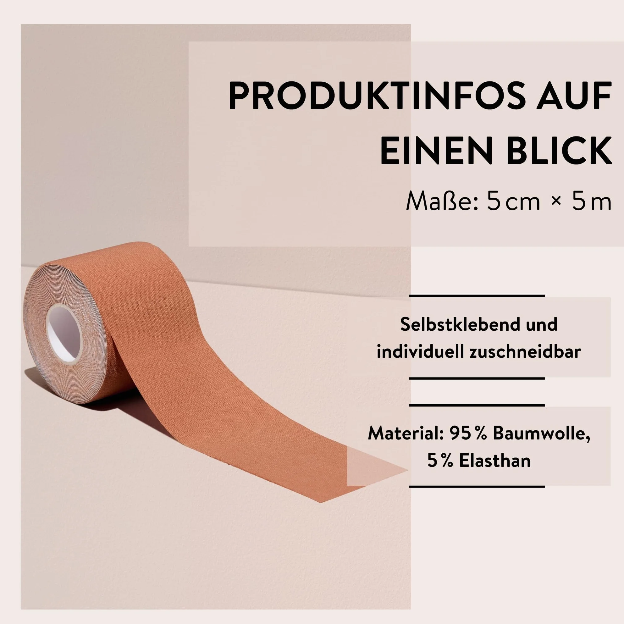 PARSA Beauty BodyTape – 5 cm x 5 m – taśma na klatkę piersiową dla kobiet – doskonałe trzymanie i wysoka funkcjonalność, elegancka modność